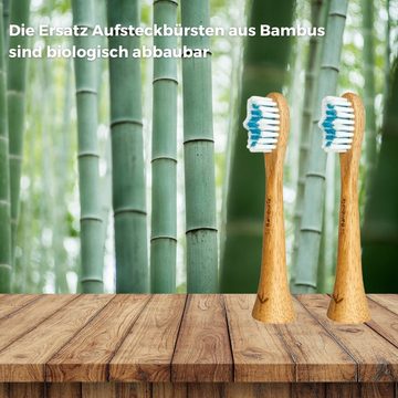 Bambuna Aufsteckbürsten Nachhaltige Ersatzbürsten aus Bambus, passend für Philips Sonicare Schallzahnbürste - plastikfrei & biologisch abbaubar, Spar-Set, B2 Optimal White mit Tripleclean-Borstenprofil - Mittelweiche Borsten