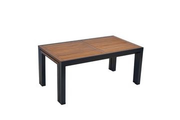 MERXX Garten-Essgruppe Paxos, (Set 7-teilig, Tisch, 6 Klappsessel, Aluminium mit Textilbespannung und Akazienholz), in Sitz und Rücken gepadded, Armlehnen aus Akazienholz