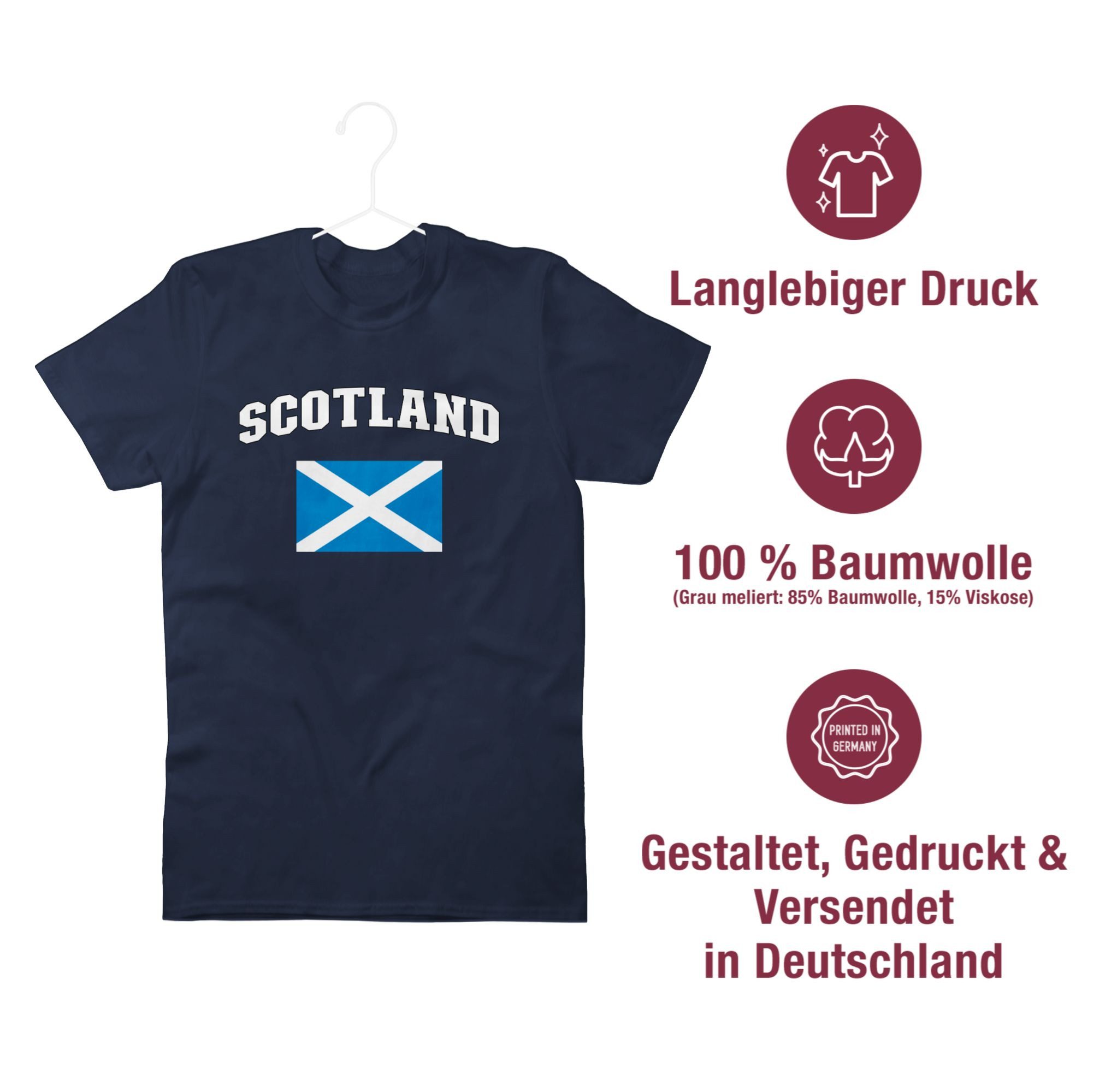 Shirtracer T-Shirt Schottland Schriftzug mit Flagge, Scots, Schottische Nation, Schotl 2026 Fussball WM Fanartikel