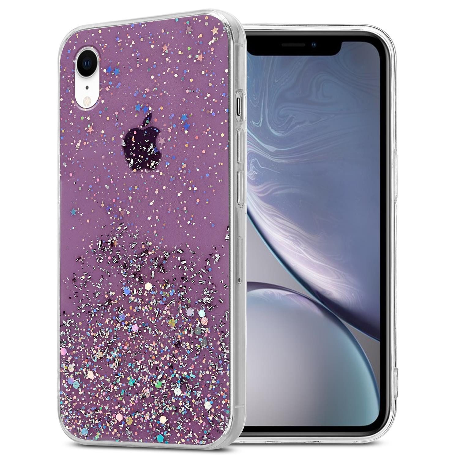 Cadorabo Handyhülle für iPhone XR Hülle Apple iPhone XR, Flexible TPU Silikon Handy Schutzhülle - Hülle - mit Glitzer