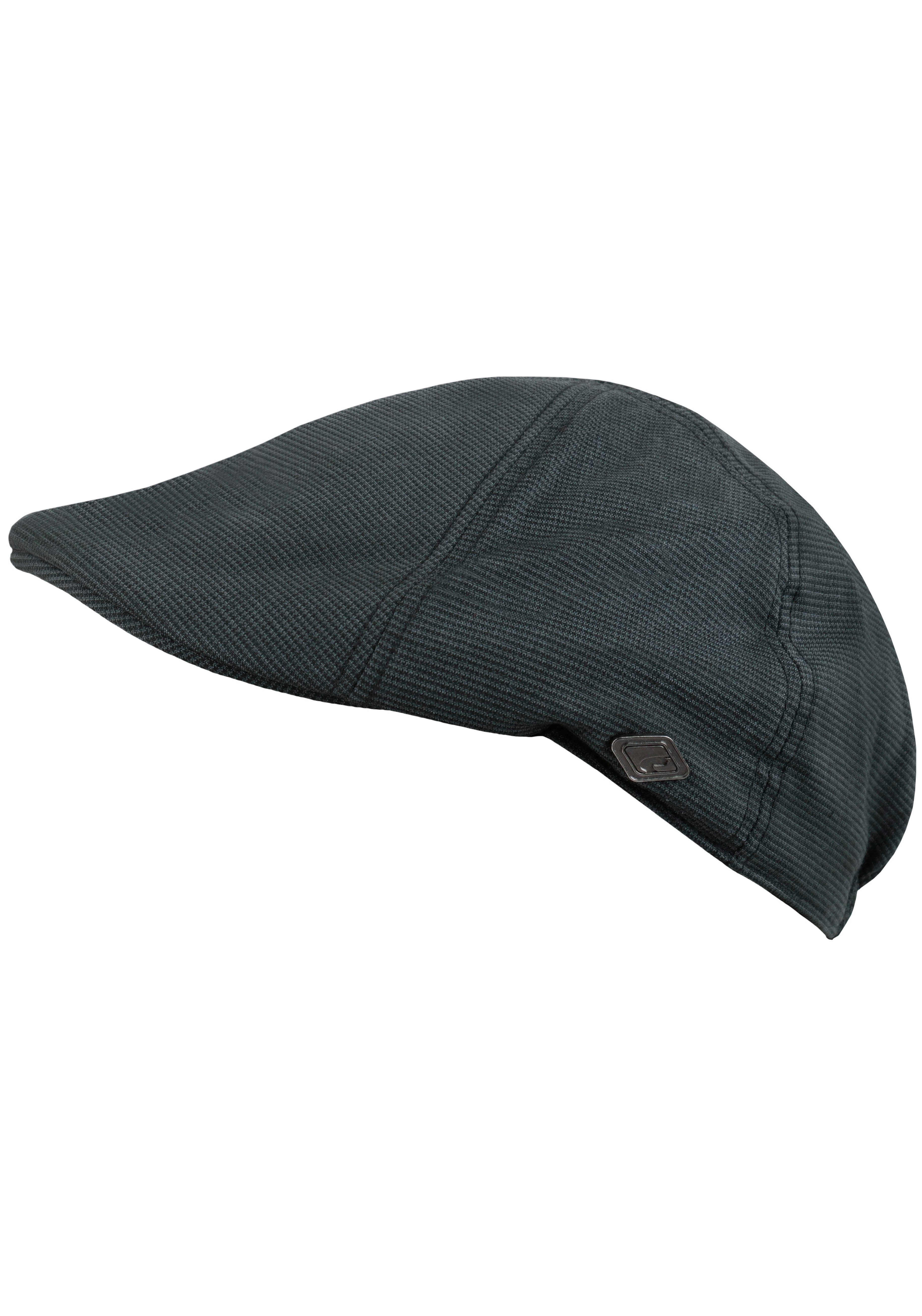 chillouts Schiebermütze Kyoto Hat Flat Cap mit feinem Karomuster grau-schwarz