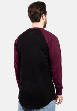 Blackskies T-Shirt Baseball Longshirt T-Shirt Schwarz-Burgundy Large