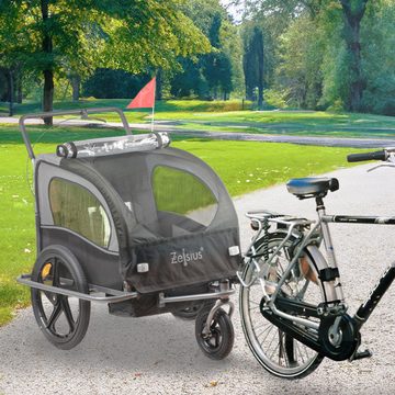 Zelsius Fahrradkinderanhänger Fahrradanhänger 2in1, Anhänger mit Joggerfunktion, Kinderfahrradhänger, Universalkupplung