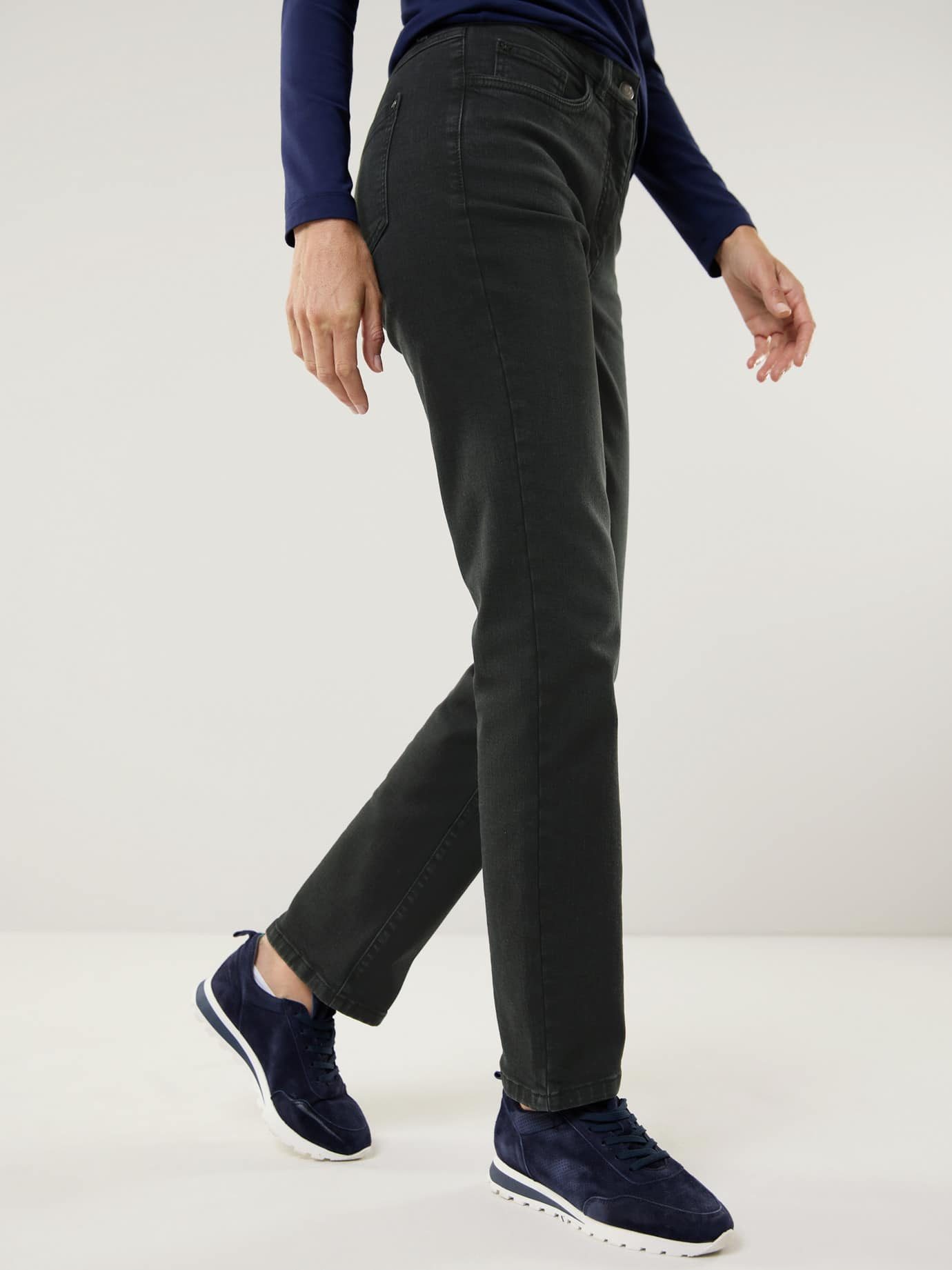 Walbusch Regular-fit-Jeans Damen Husky-Jeans Regular Fit cashmereweicher Flausch Flex-Bund, innen auf links gewaschen, wärmend, waschmaschinenfest