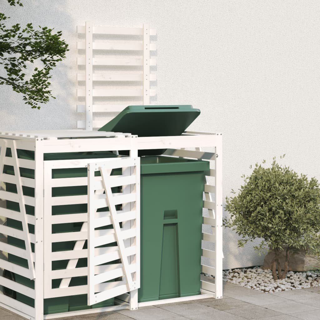 vidaXL Mülltonnenbox Erweiterung für Mülltonnenbox Weiß Massivholz Kiefer
