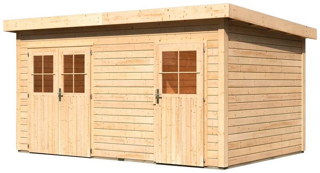 Karibu Holz-Gartenhaus Glostrup mit Mittelwand Natur 420 cm x 270 cm