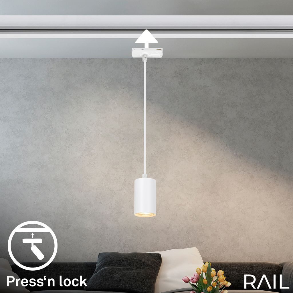 Briloner Leuchten LED Pendelleuchte 8006016, Dimmfunktion, ohne Leuchtmittel, Abhängig vom Leuchtmittel - Warmweiß / Neutralweiß / Kaltweiß, Pendelleuchte 1410x82x55 mm Weiß max. 9W Schienensystem Rail Küche