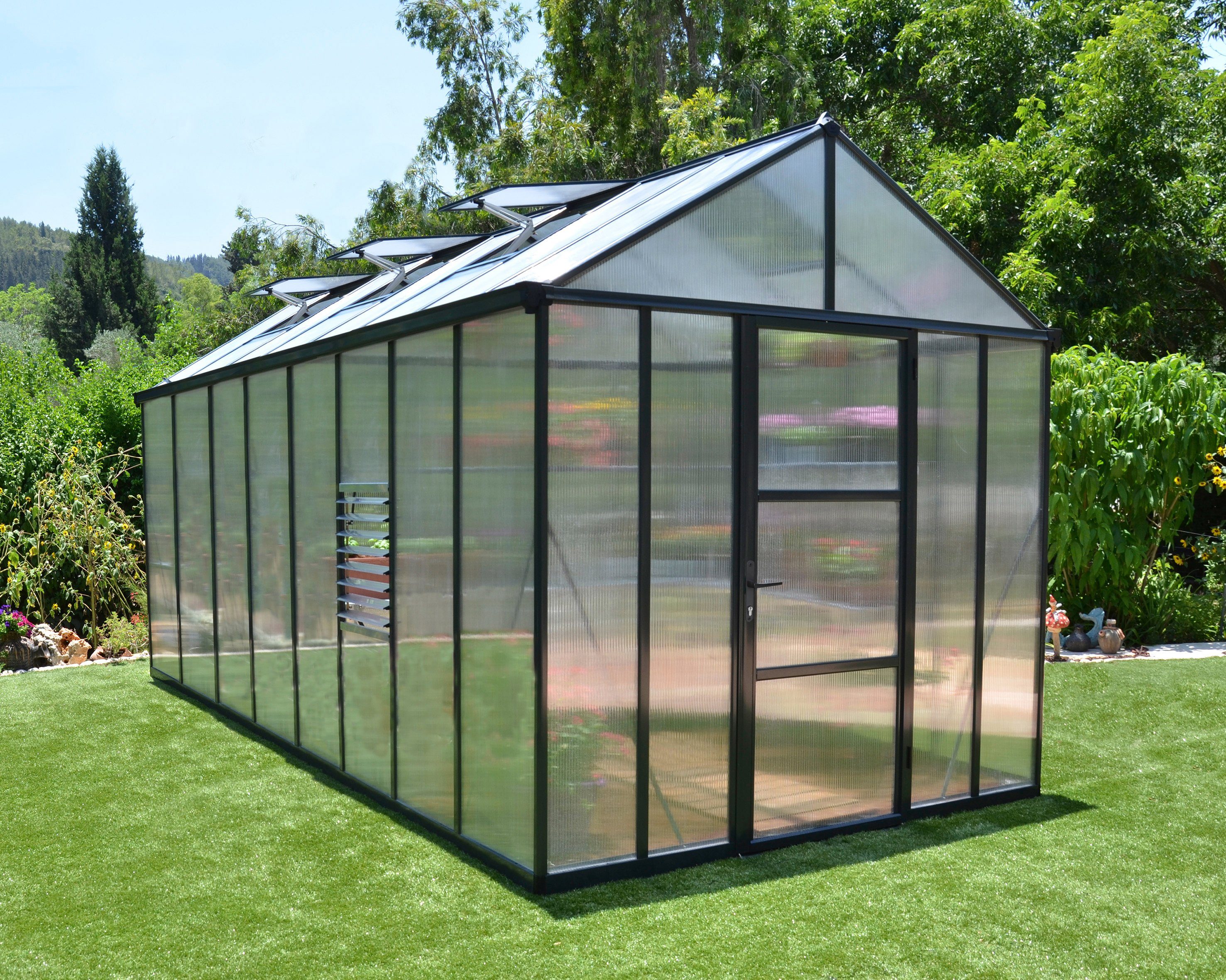 Palram – Canopia Gewächshaus Glory 8×16, BxTxH: 244 x 483 x 268 cm, 10 mm Wandstärke grau | Rabatt: 29%