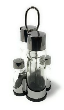 DanDiBo Ölspender Menage Essig und Öl Spender Glas Set Edelstahl 210 Silber Glas