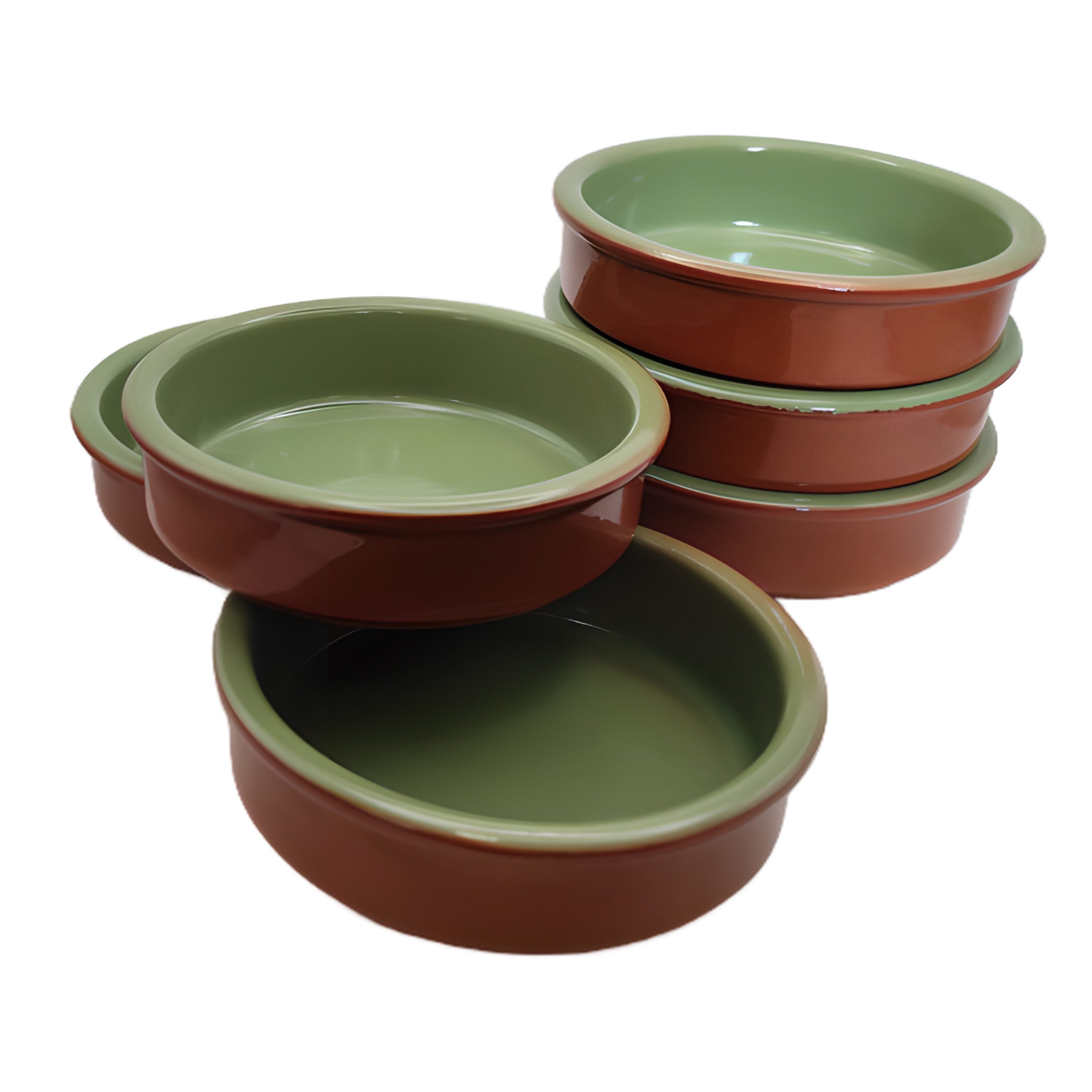 ToCi Tapas-Schale Tapas-Schalen Grün 6er-Set Cazuela Ton 175 ml Ø 11,5 cm ofenfest, Ton, (Tapas Schalen-Set, 6-tlg)