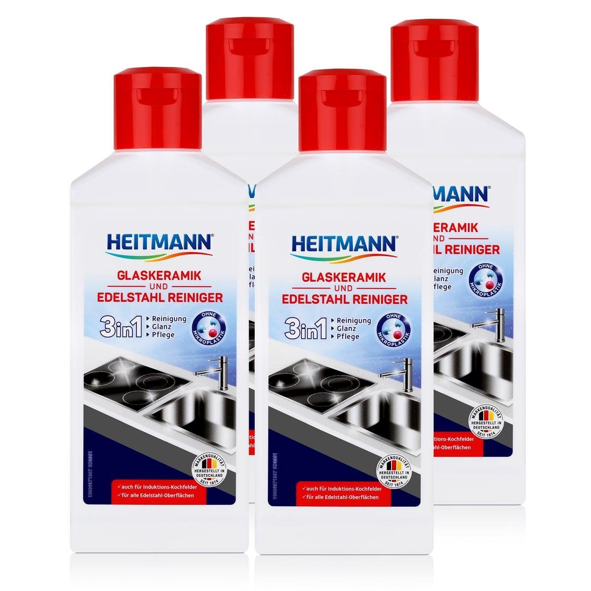 HEITMANN Heitmann Reiniger Intensivreiniger Glaskeramik - Küchenreiniger (4er 250ml Edelstahl