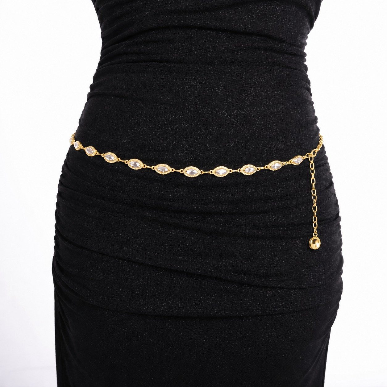Cassandra Accessoires Kettengürtel Damen Taillenkette Gold - mit funkelnden Straßsteinen