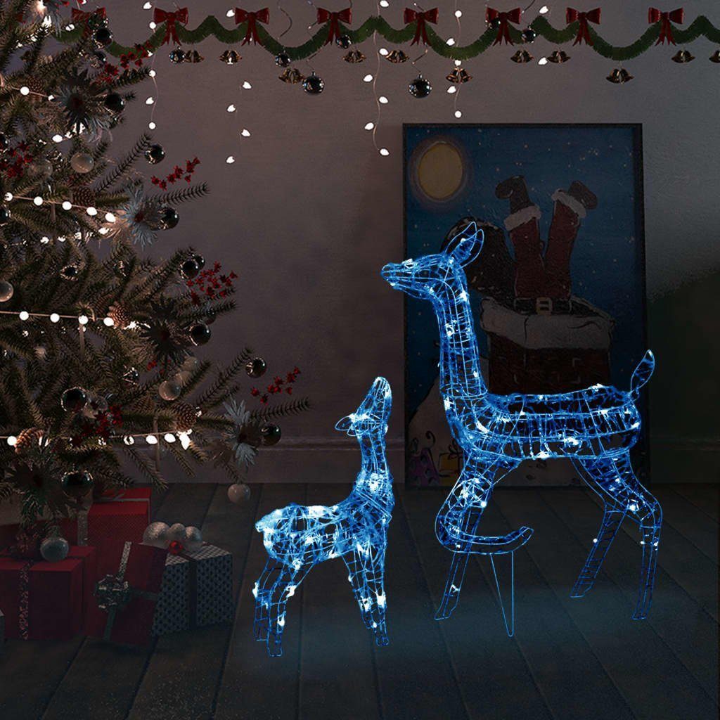 vidaXL Christbaumschmuck LED-Rentier-Familie Weihnachtsdeko Acryl 160 LED Blau (1-tlg)