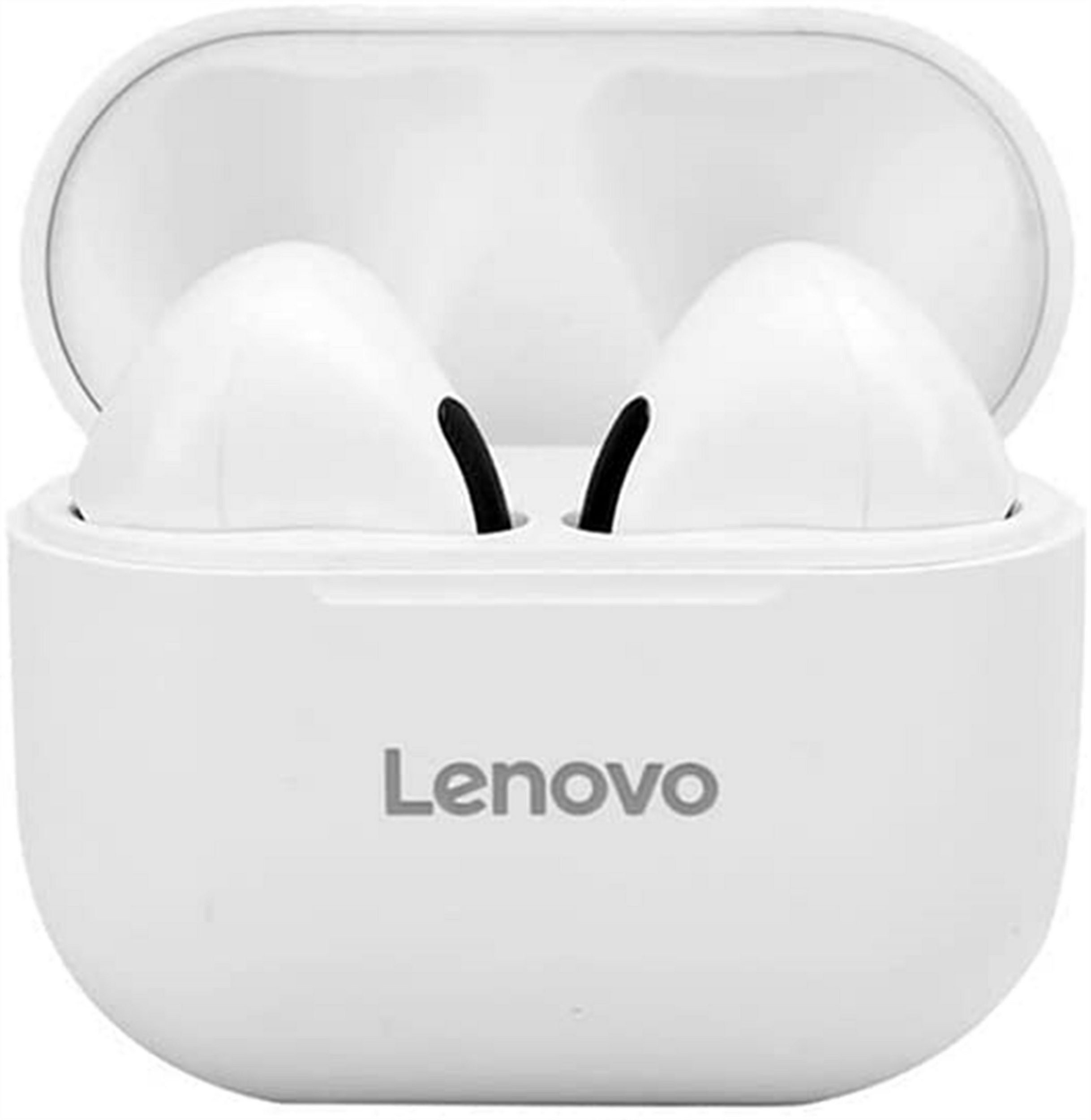 Lenovo LP40 mit Touch-Steuerung Bluetooth-Kopfhörer (True Wireless, Bluetooth 5.0, kabellos, Stereo-Ohrhörer mit 300 mAh Kopfhörer-Ladehülle - Weiß)