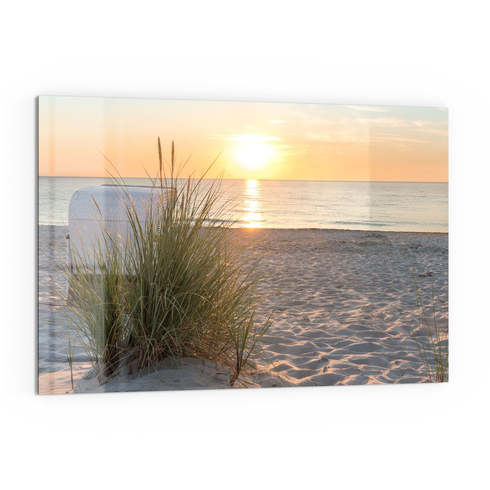 DEQORI Küchenrückwand 'Ostseestrand am Abend', Glas Spritzschutz Badrückwand Herdblende