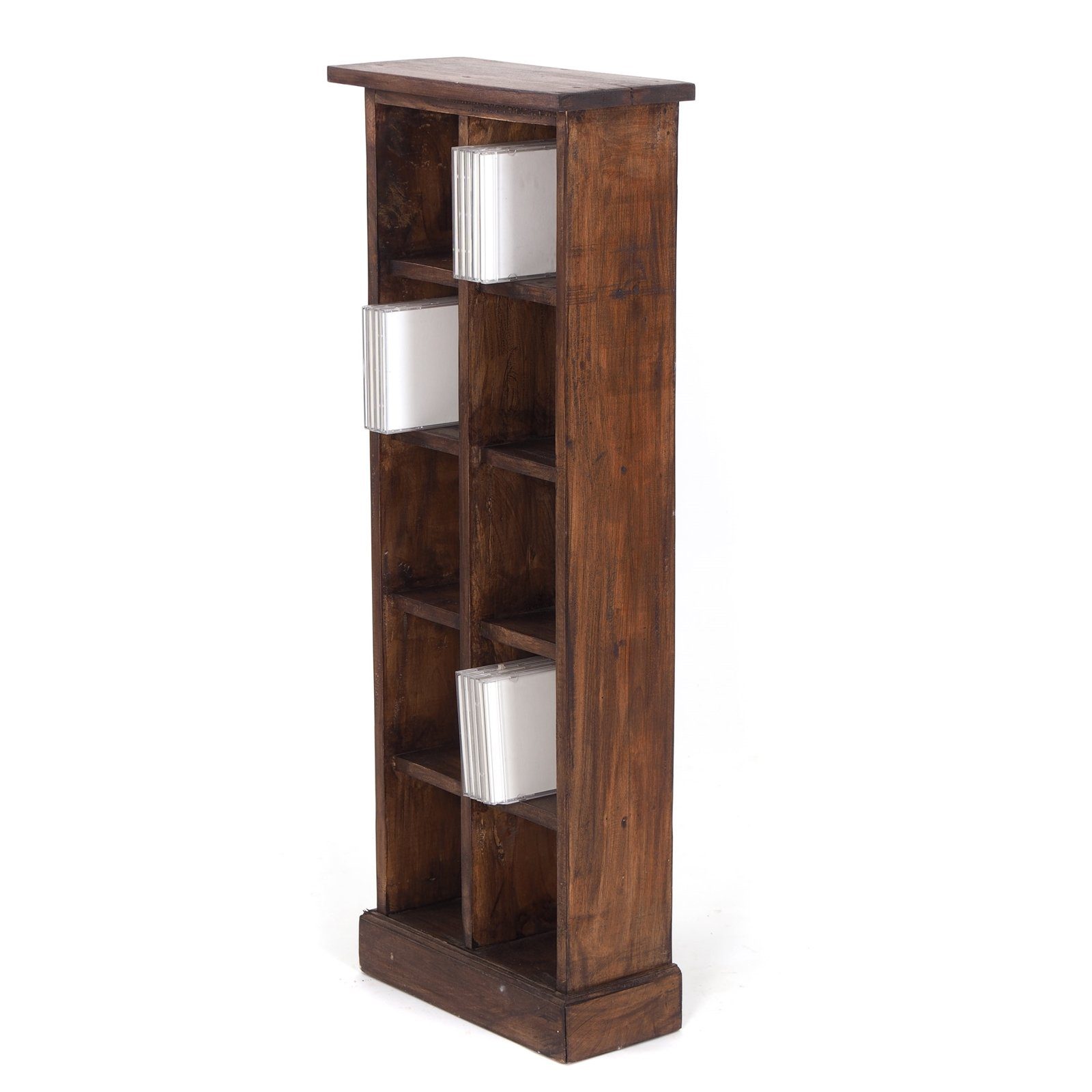 DESIGN DELIGHTS Regal RUSTIKALES CD & BÜCHERREGAL NATURE, 94x36cm(HxB) Holzregal 10 Fächer – Bild 3 von 5