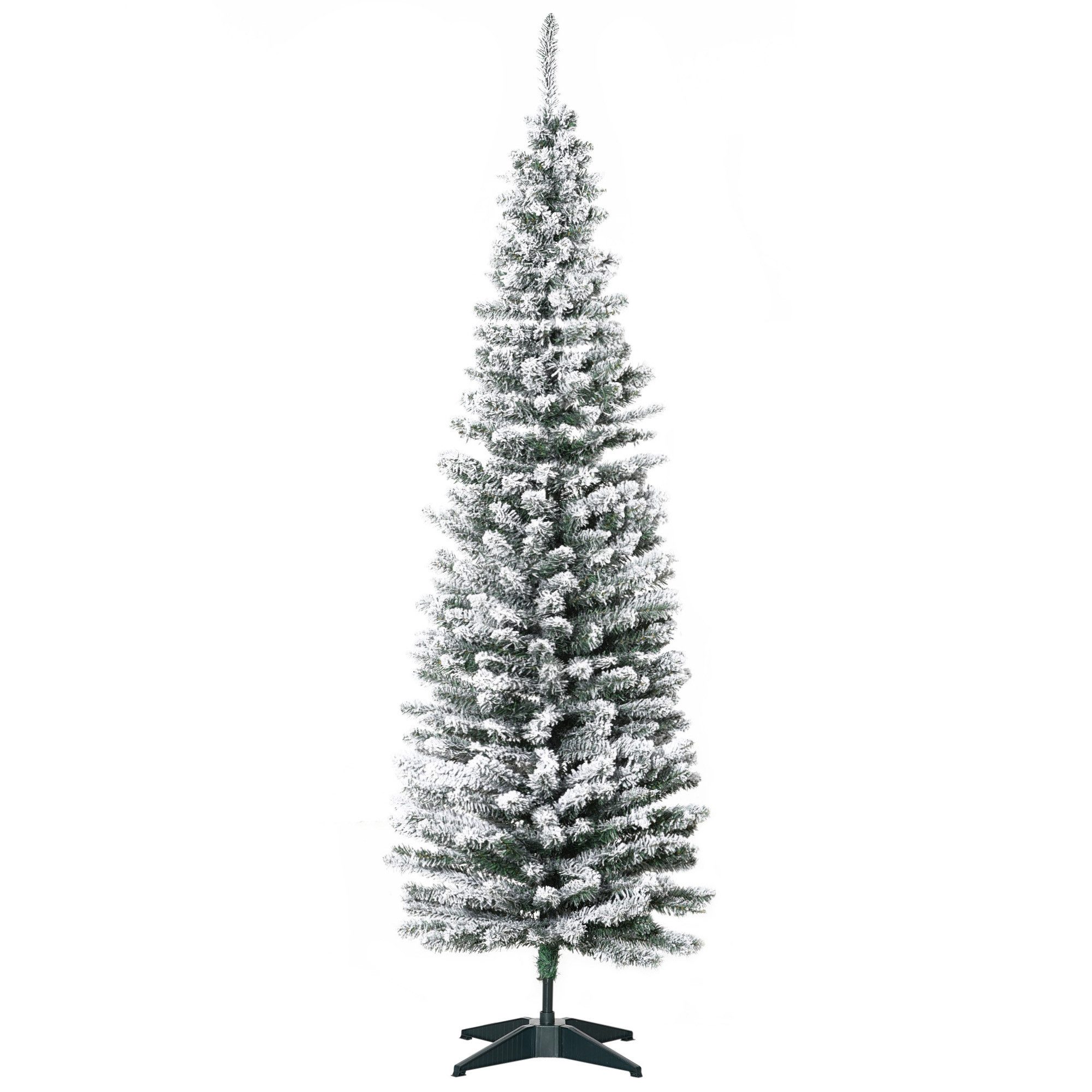 HOMCOM Künstlicher Weihnachtsbaum Tannenbaum künstlich mit Kunstschnee, 570 Spitzen Christbaum, Tanne, für Weihnachtsfest, Indoor, grün+weiß