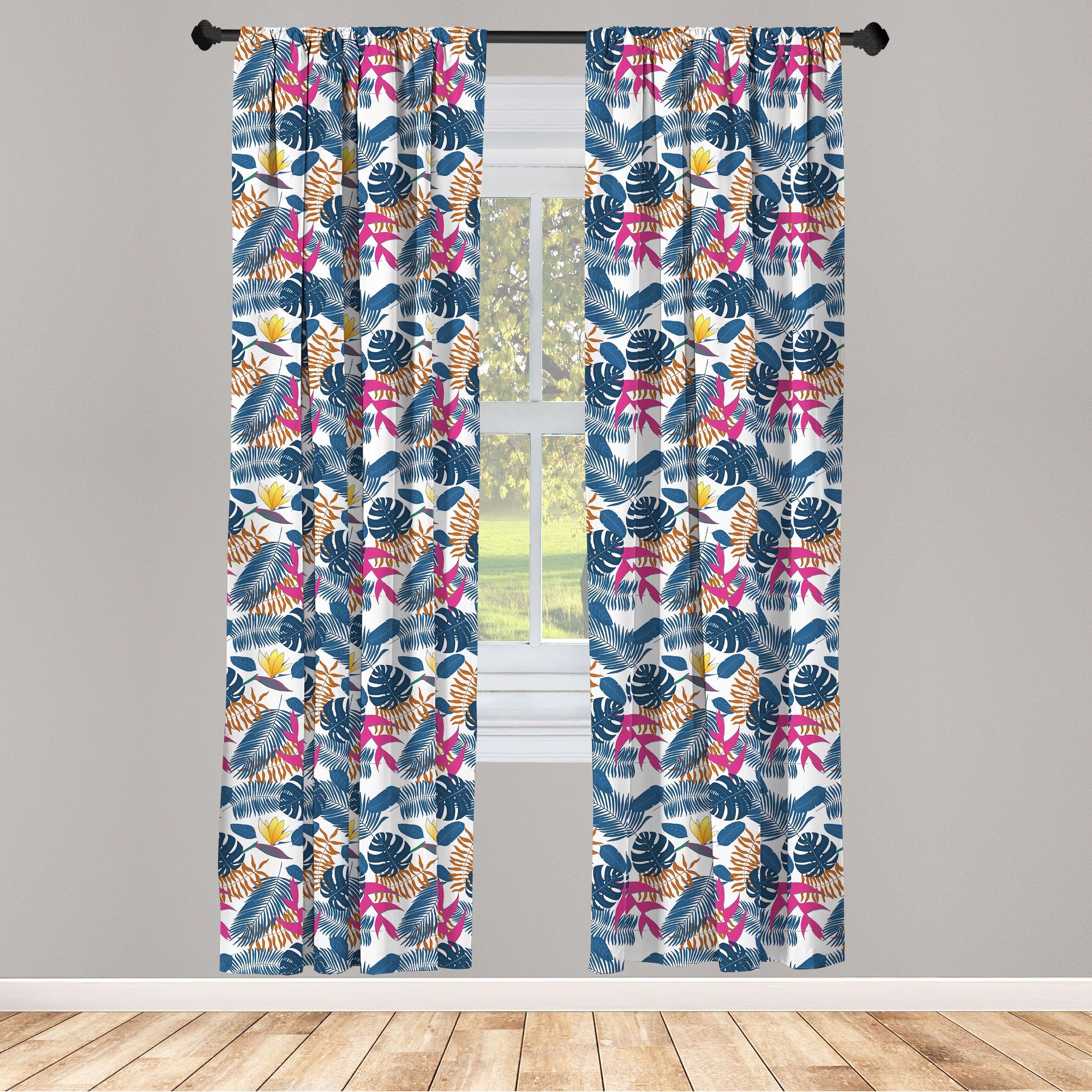 Gardine Vorhang für Wohnzimmer Schlafzimmer des und Himmels Vogel Blätter Abakuhaus, Dekor, Exotisch Microfaser