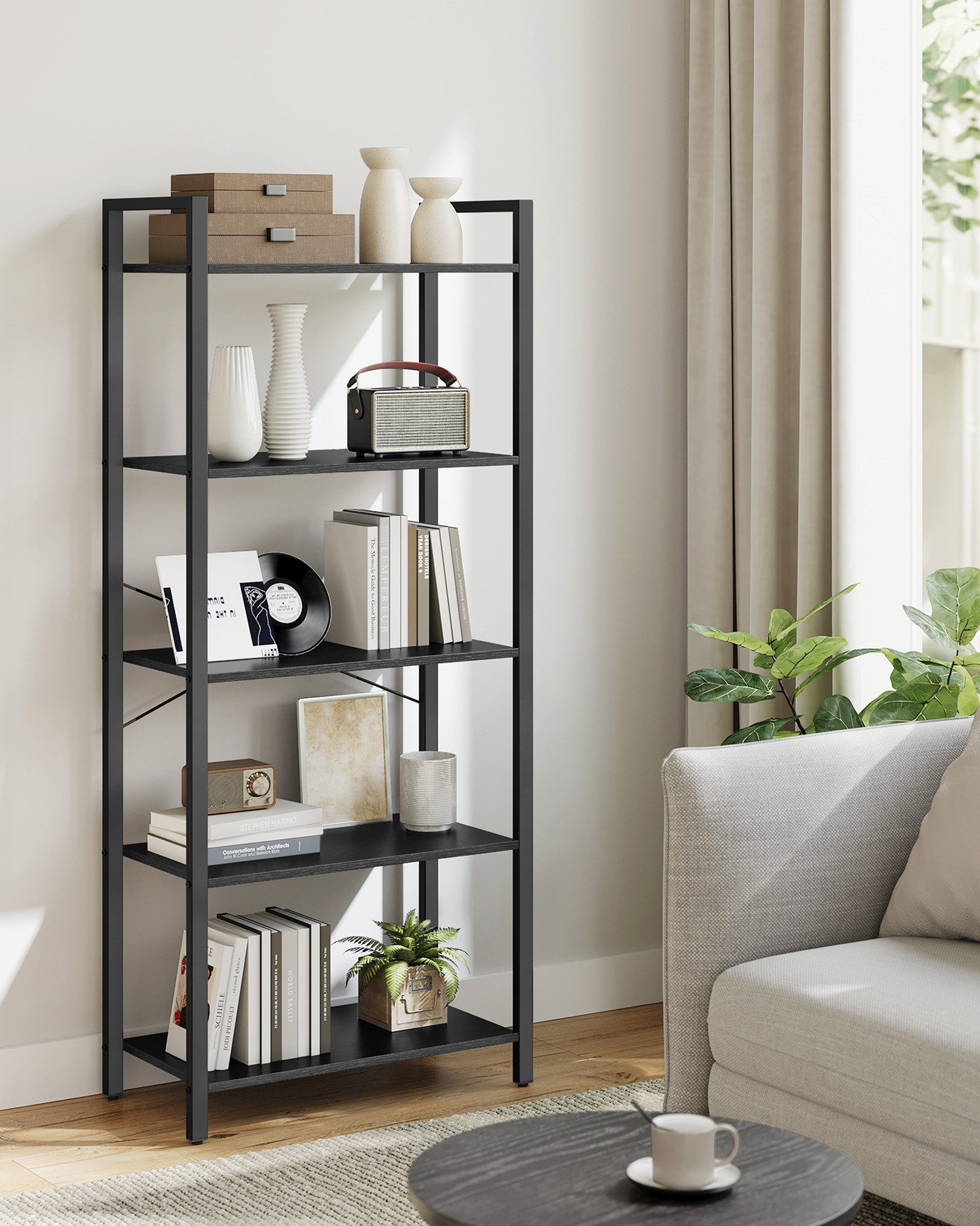 VASAGLE Bücherregal, Standregal, 120/153/186 cm, mit günstig online kaufen