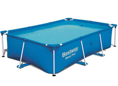 Bestway Framepool Pool Komplettset, Rechteckig, Aufstellpool 259x170x61cm, Planschbecken (Gartenpool ohne Pumpe Set, Gross, Aufstellbecken, Familienpool, Kinderpool), Schwimmbecken für Garten, Stahlrahmen, Kinder & Erwachsene