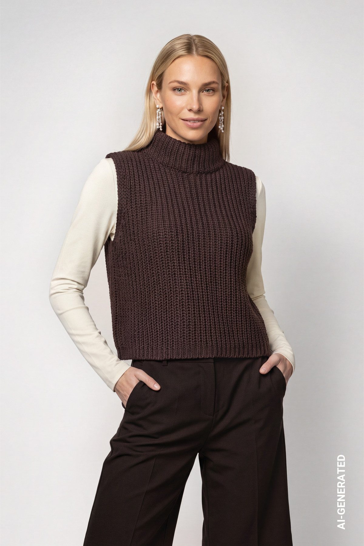 Monari Pullunder Pullunder Basic Chenille Regular fit mit Stehkragen
