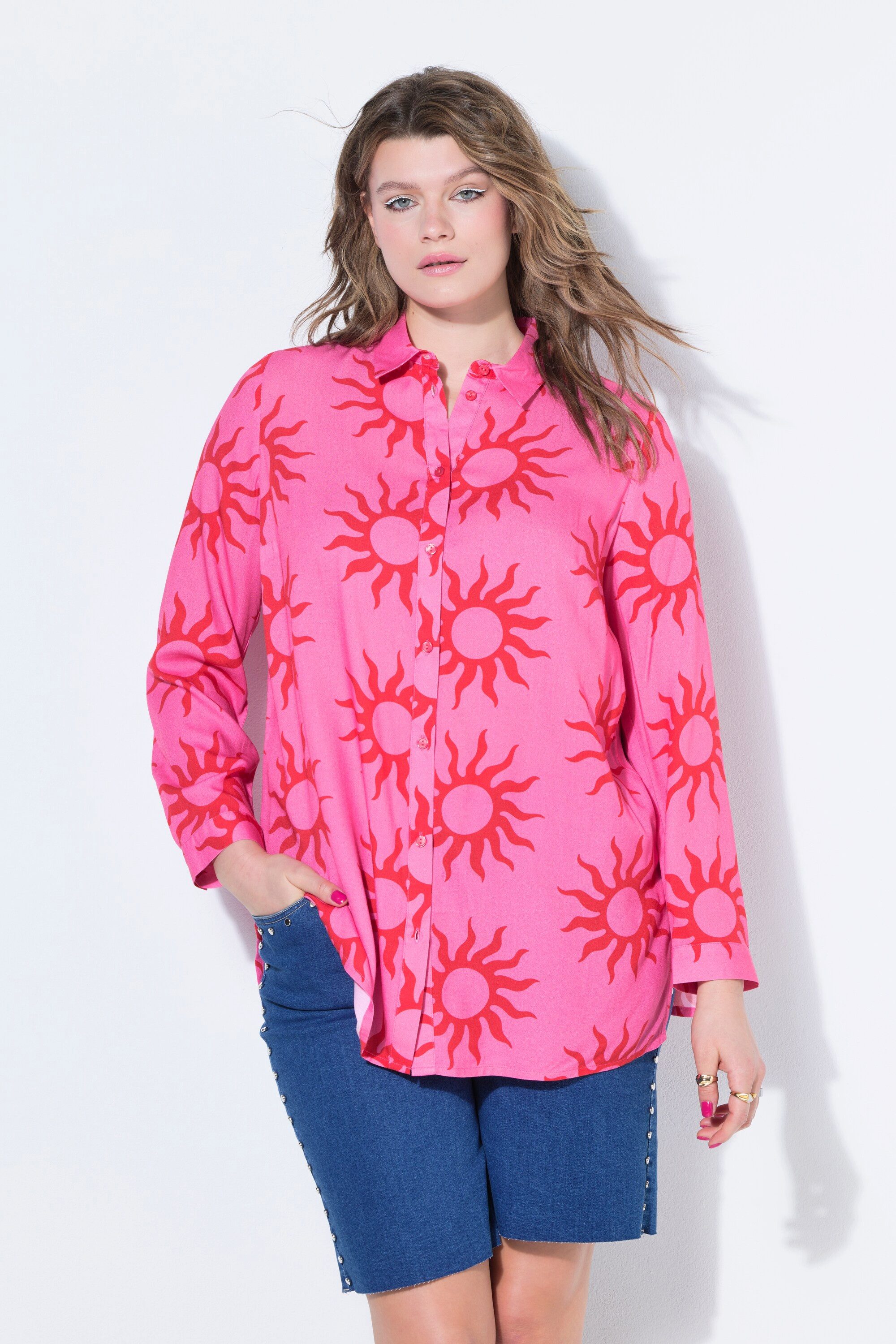 Studio Untold Hemdbluse Hemdbluse Straight Shape Sun-Print