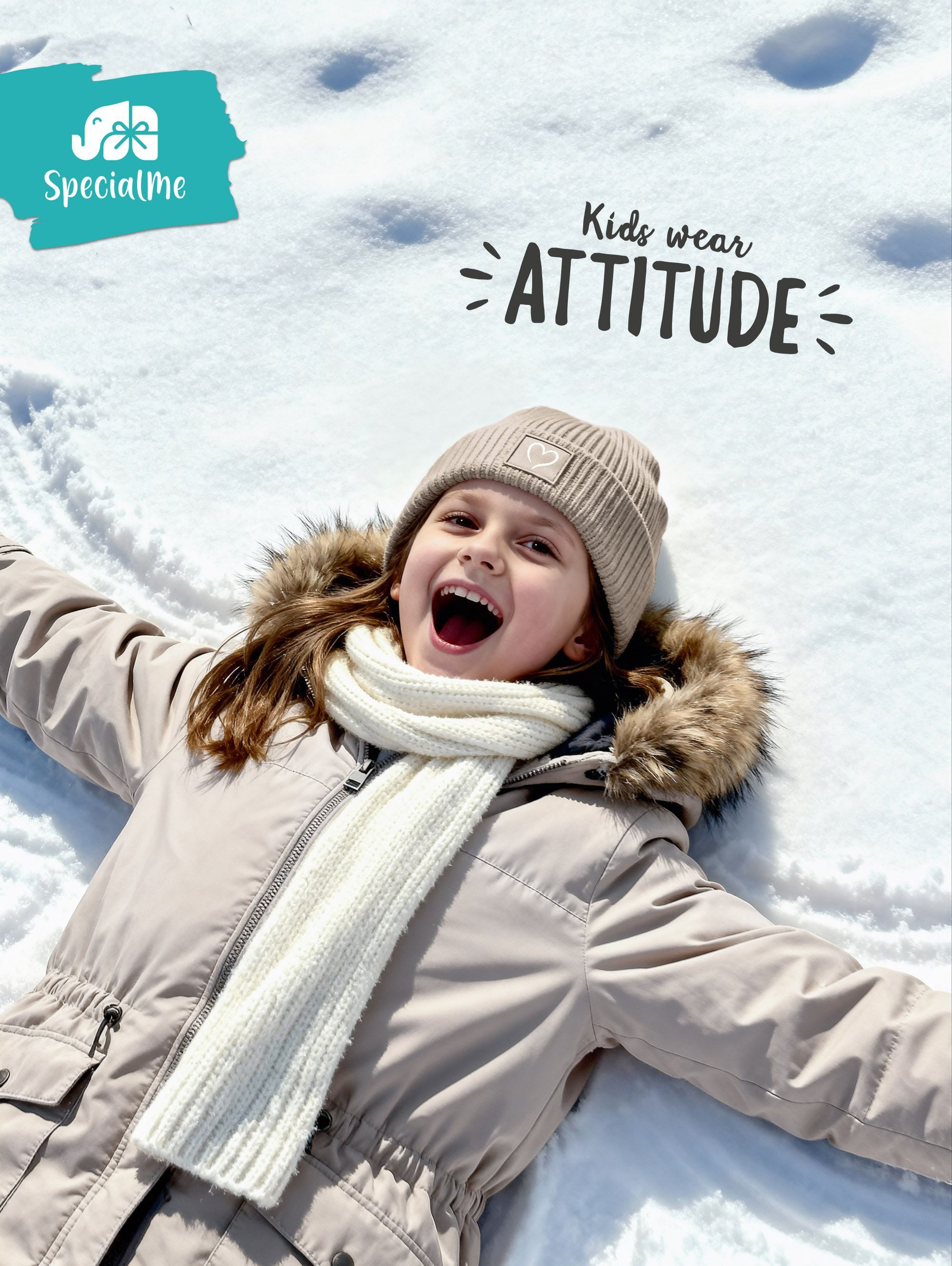SpecialMe Beanie Kinder Beanie Mädchen Print Strickmütze Herz Aufdruck Geschenkidee – Bild 4 von 5