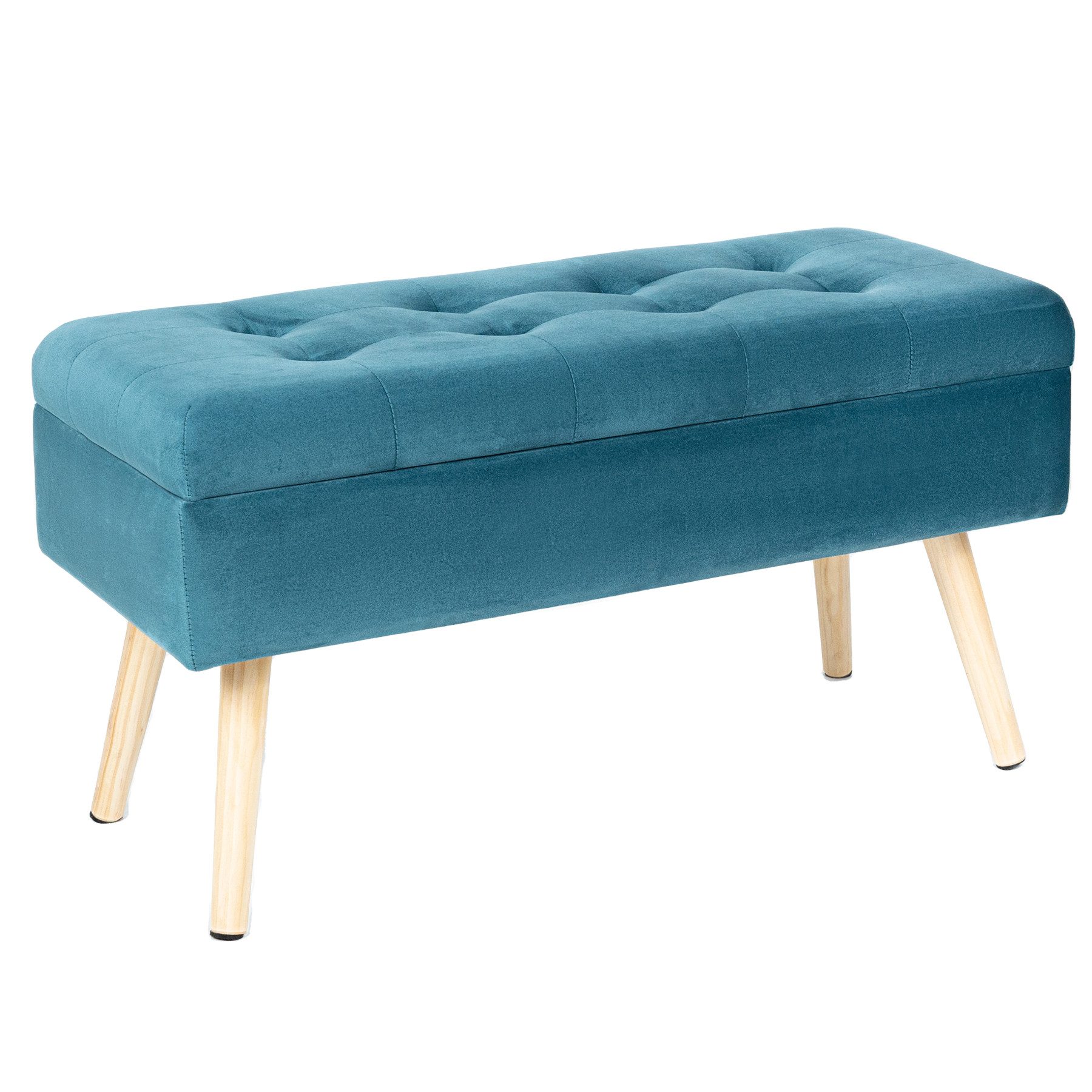 HawthyHome Sitzbank mit Stauraum gepolsterte aus Samt mit Holzbeinen 80×35×40 cm