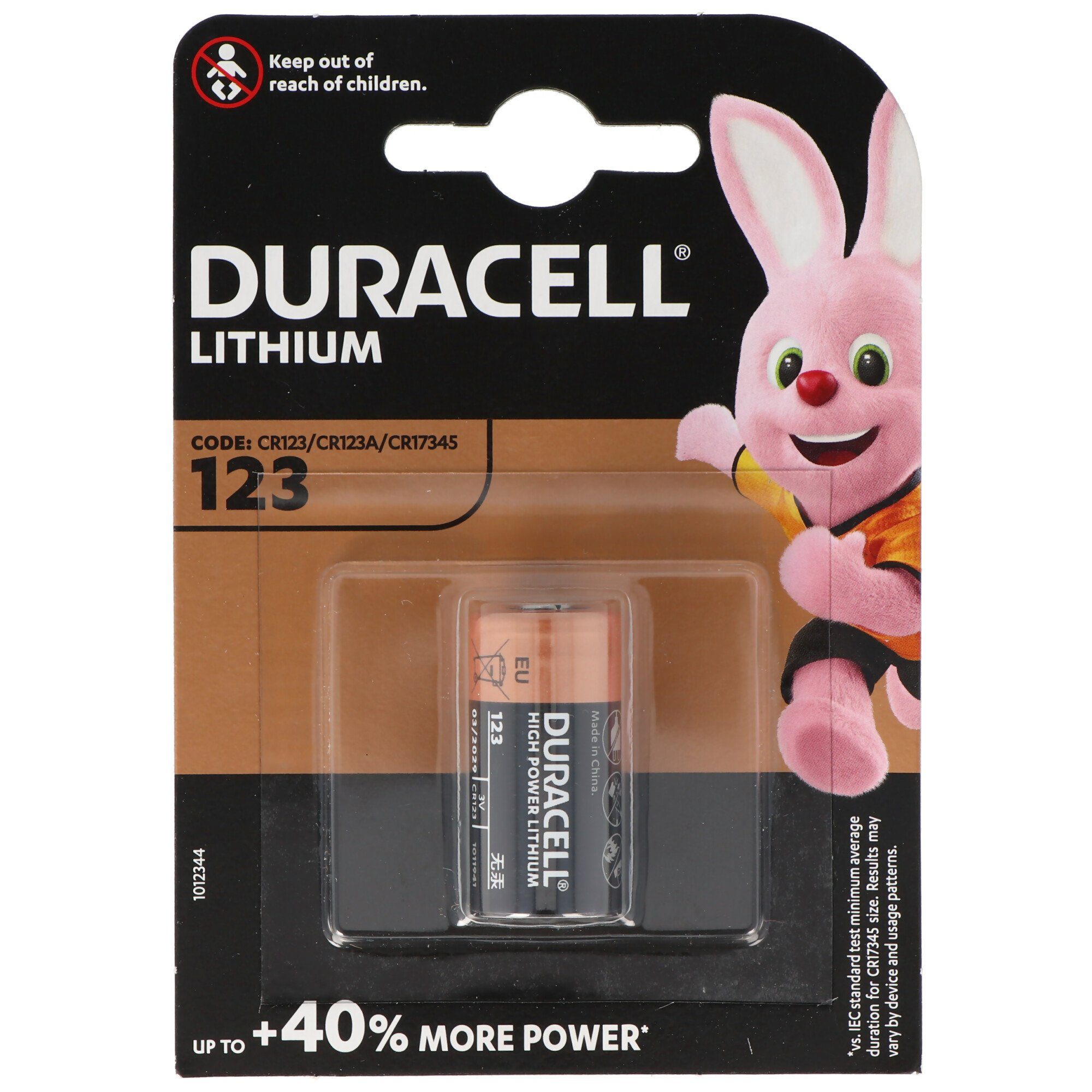 Duracell Duracell CR123A Photobatterie CR123 A Lithium Batterie DL123A, Abmess Fotobatterie, (3,0 V)