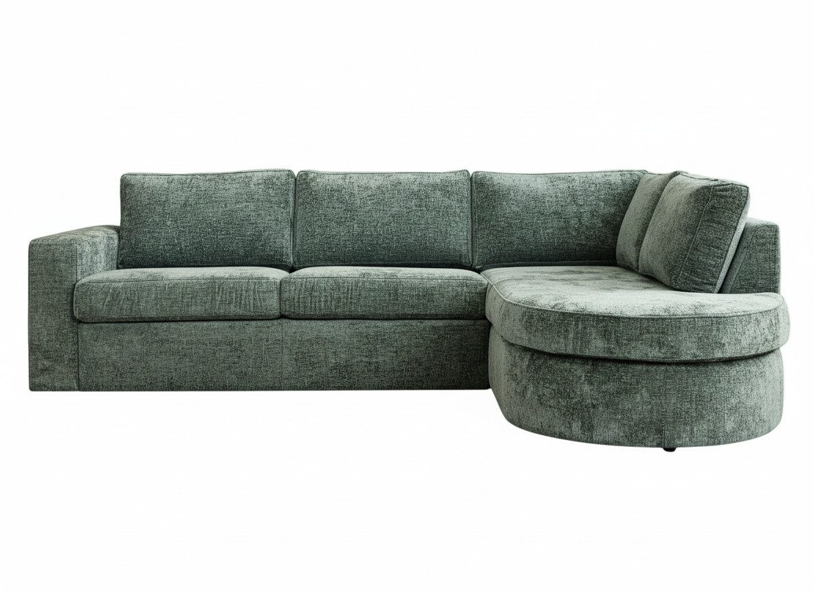 Villa Möbel Ecksofa Alma, 1 Teile, Traditionelle Polsterung hoher Komfort grüner Polyesterstoff