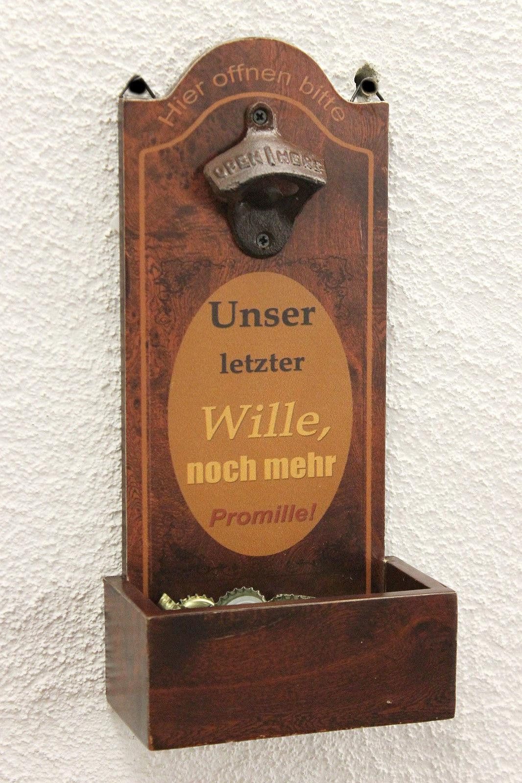 DanDiBo Flaschenöffner mit Auffangbehälter Holz 5093 Bieröffner 32 cm Wandflaschenöffner – Bild 2 von 5