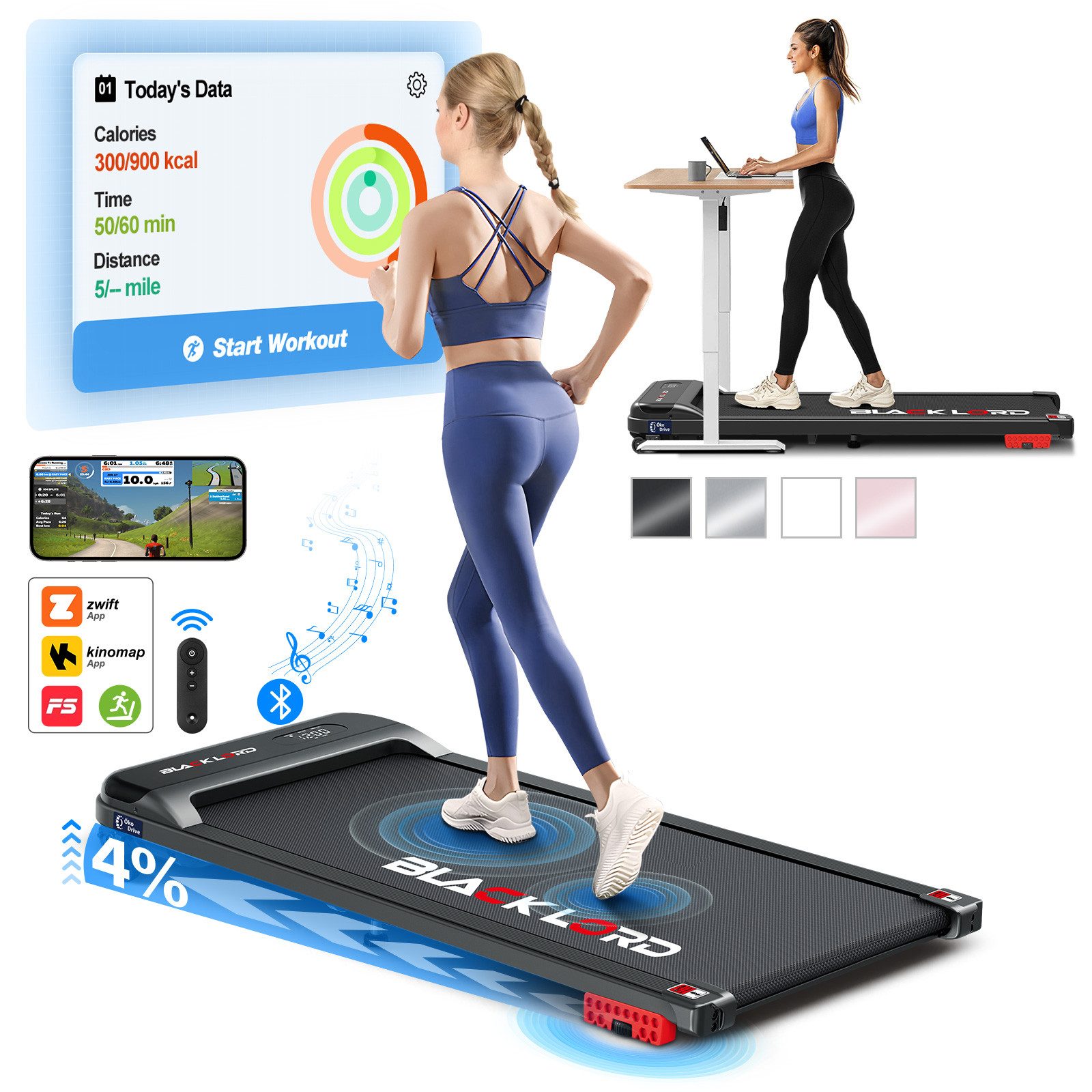 Laufband für Zuhause, Walking Pad, mit LED-Anzeige und 3,2 PS