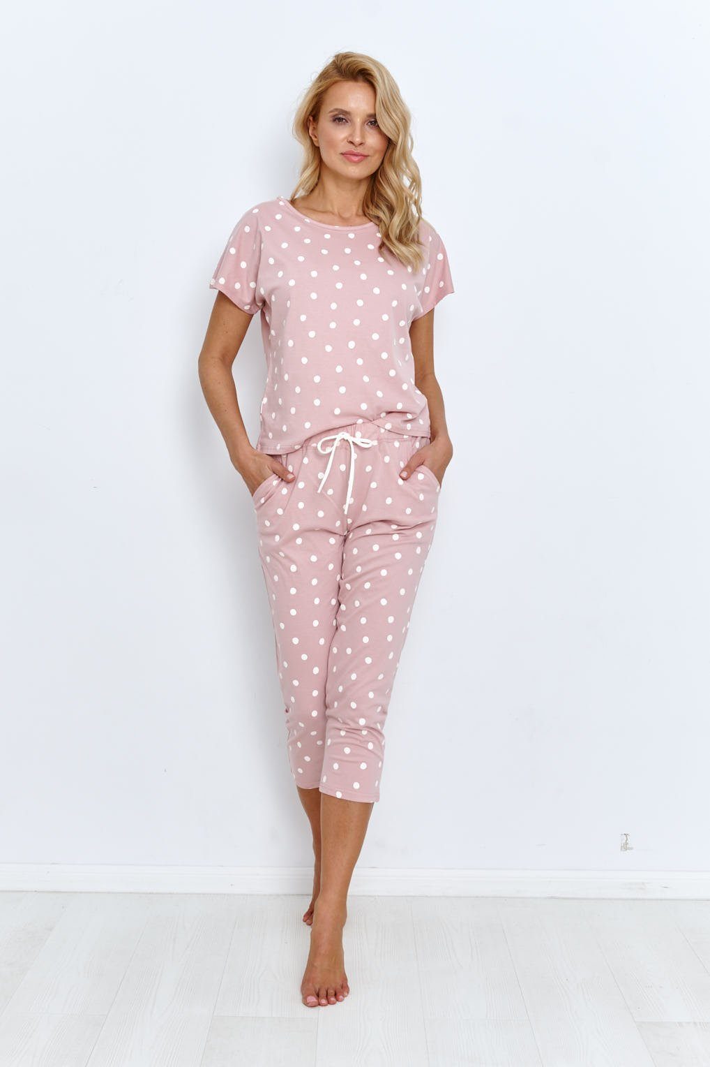 YARNS YARNS Capri-Pyjama 3/4-Schlafanzug altrosa tlg., in Stück) (2 DREAMY DREAMY mit Punkten 1