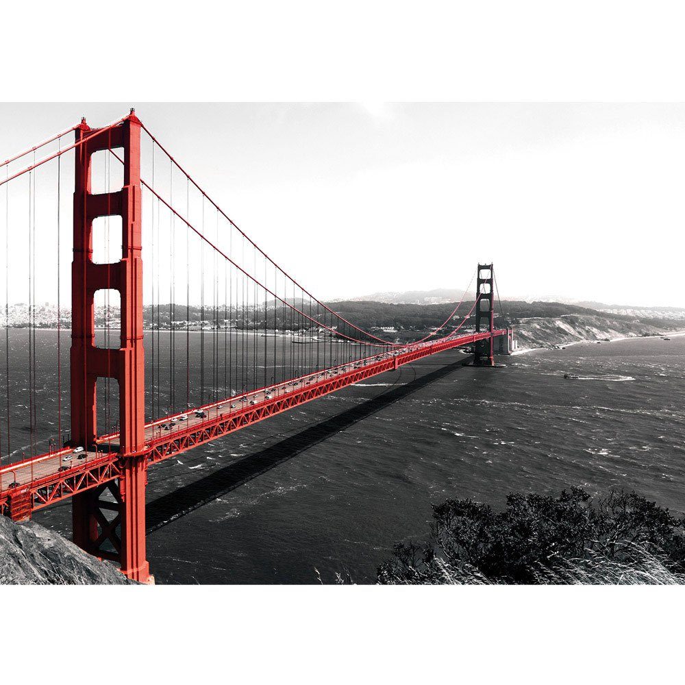 liwwing Fototapete Fototapete Golden Gate Bridge Wasser USA schwarz-weiß. Rot liwwing no. 429, USA