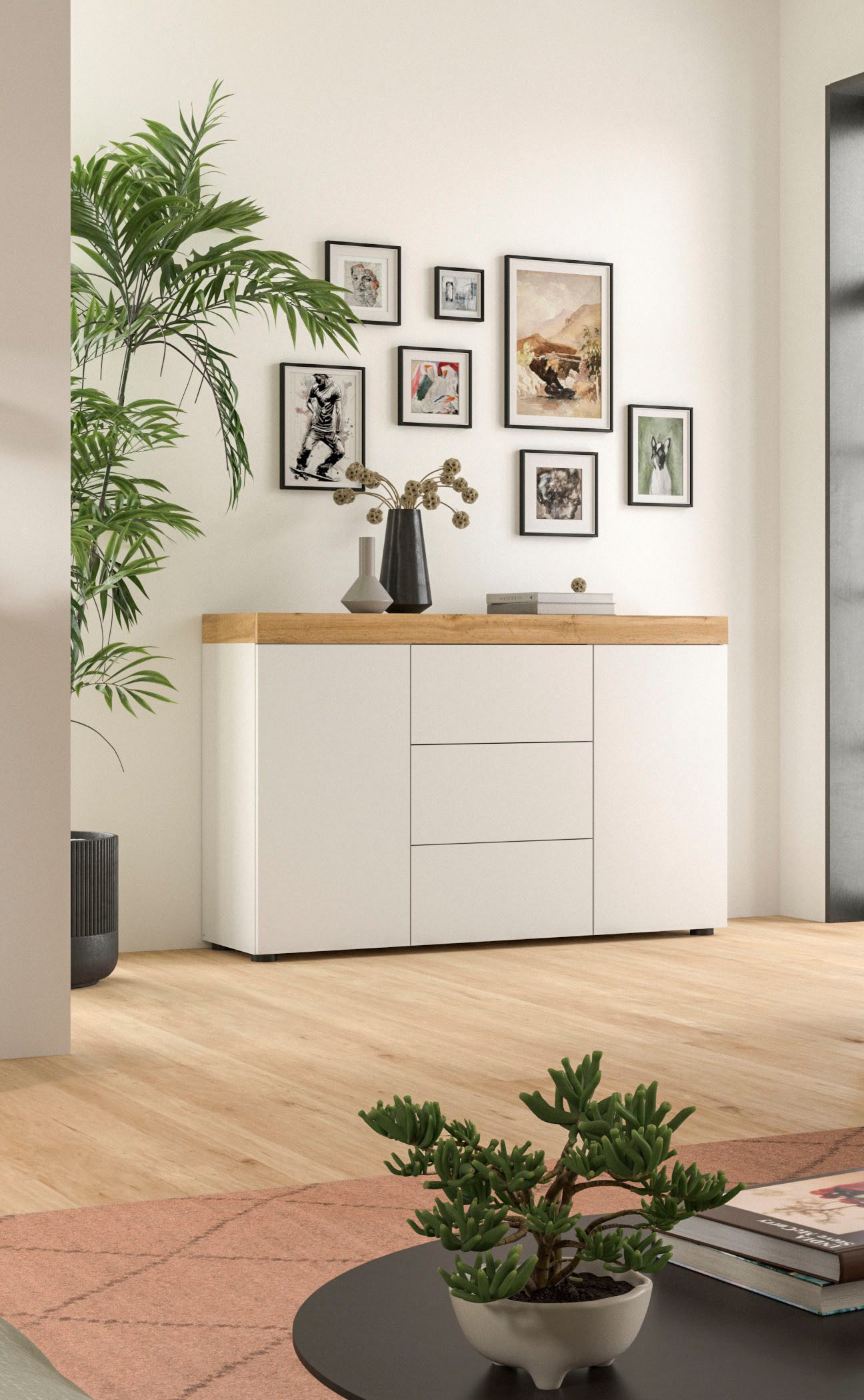 OTTO home Sideboard MAMBO, TOPSELLER!, Breite 125cm, 2 Türen, 3 Schubkästen, push-2-open (1 St., 2 farbige Ausführung, in verschiedenen Farben erhältlich), Sideboard, Kommode, Wohnzimmer, Flur, Arbeitszimmer