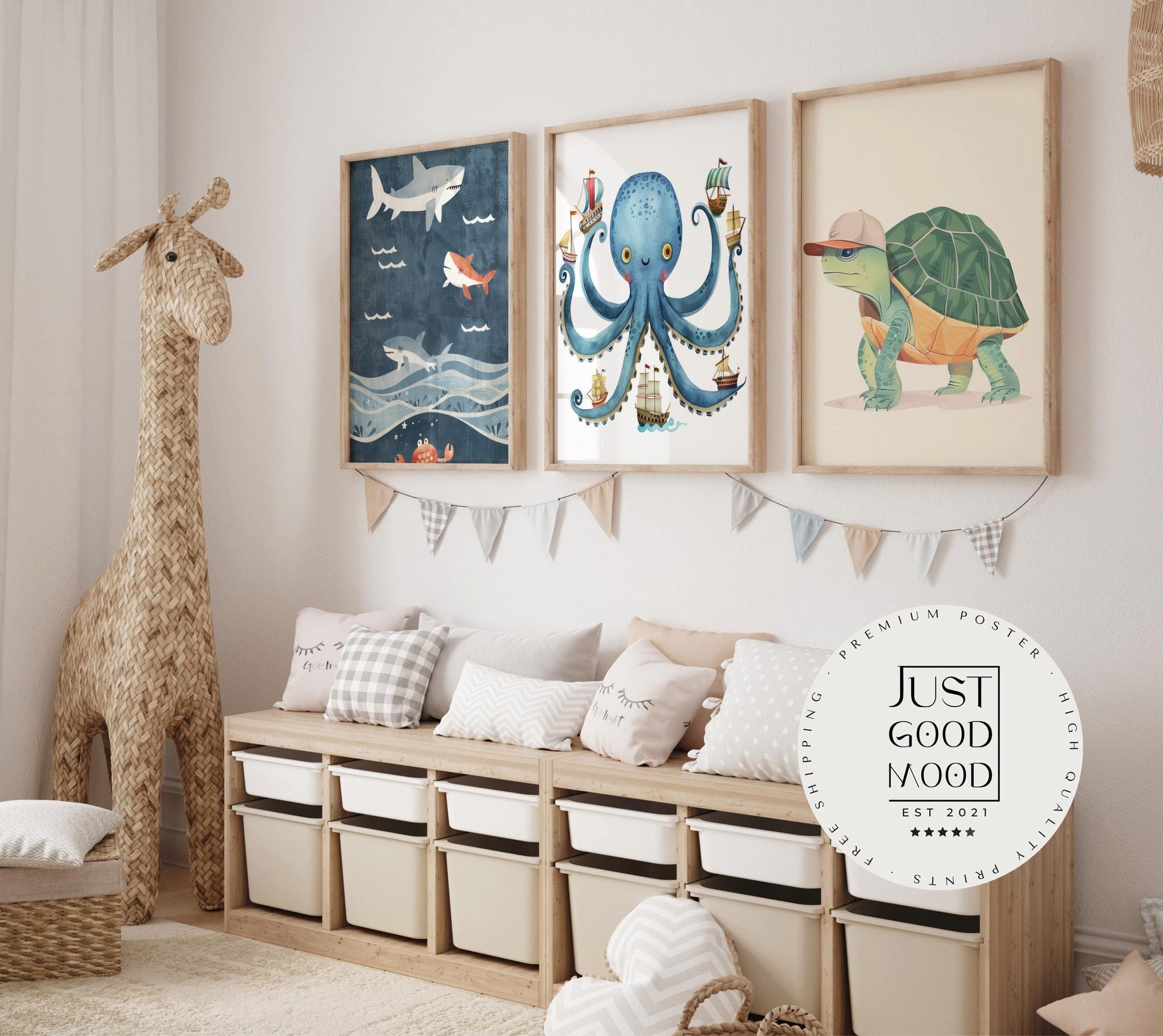 JUSTGOODMOOD Poster Premium ® Magische Unterwasserwelt Kinderzimmer, C (1 St), verschiedene Größen wählbar