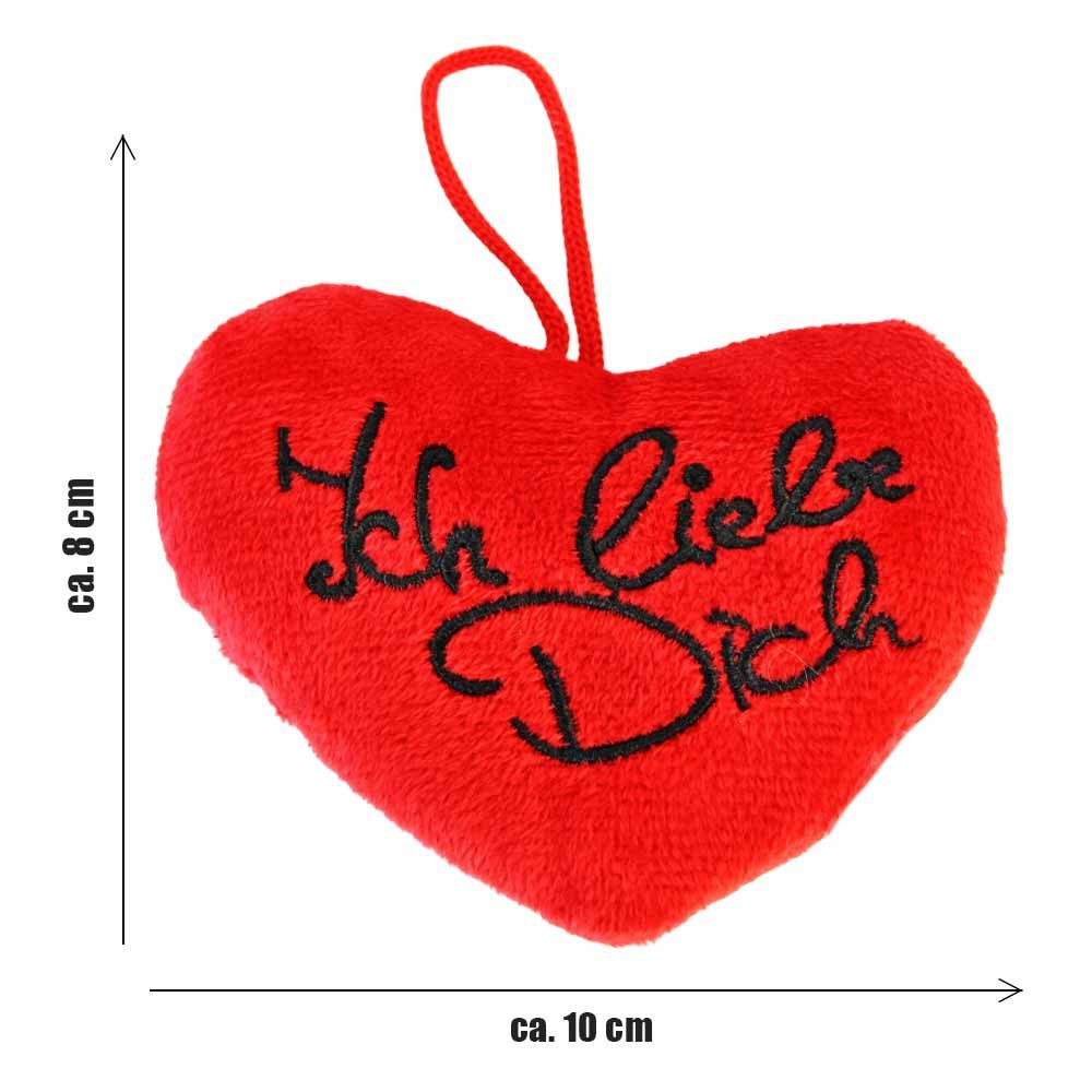 Rasehorn Dekokissen 24 Stück Ich liebe dich Herz aus Plüsch - ca. 10 cm
