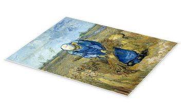 Posterlounge Poster Vincent van Gogh, Bäuerin bindet Garben, Wohnzimmer Malerei