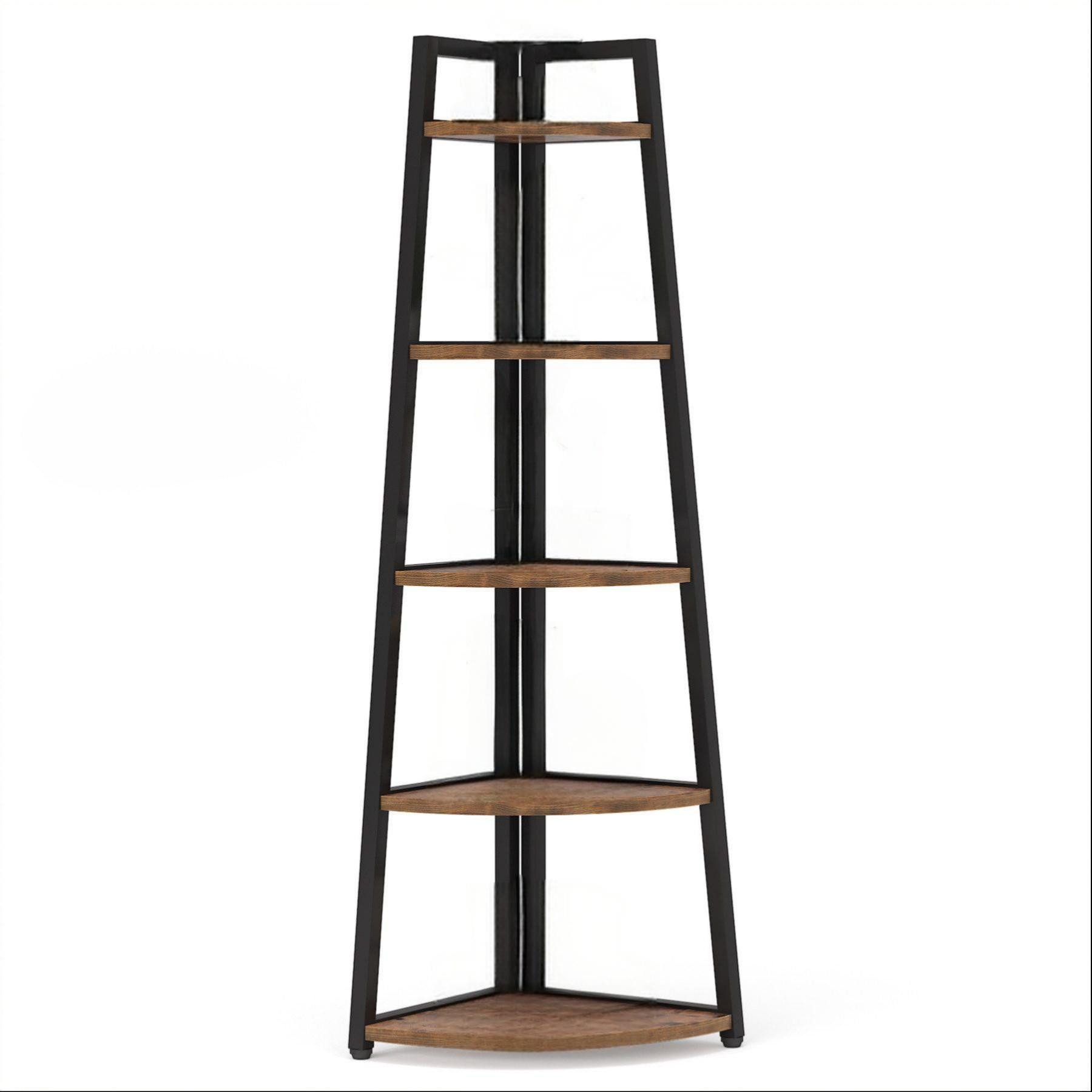 Celya Eckregal Bücherregal, 178cm hohes Eckregal mit 5 Ebenen, Standregal