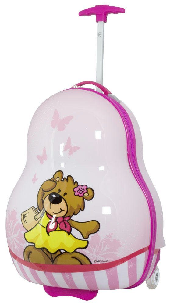 Warenhandel König Kinderkoffer Pink mit Motiv, mit LED-Licht Bär, Leichtlaufrollen Kinderkoffer