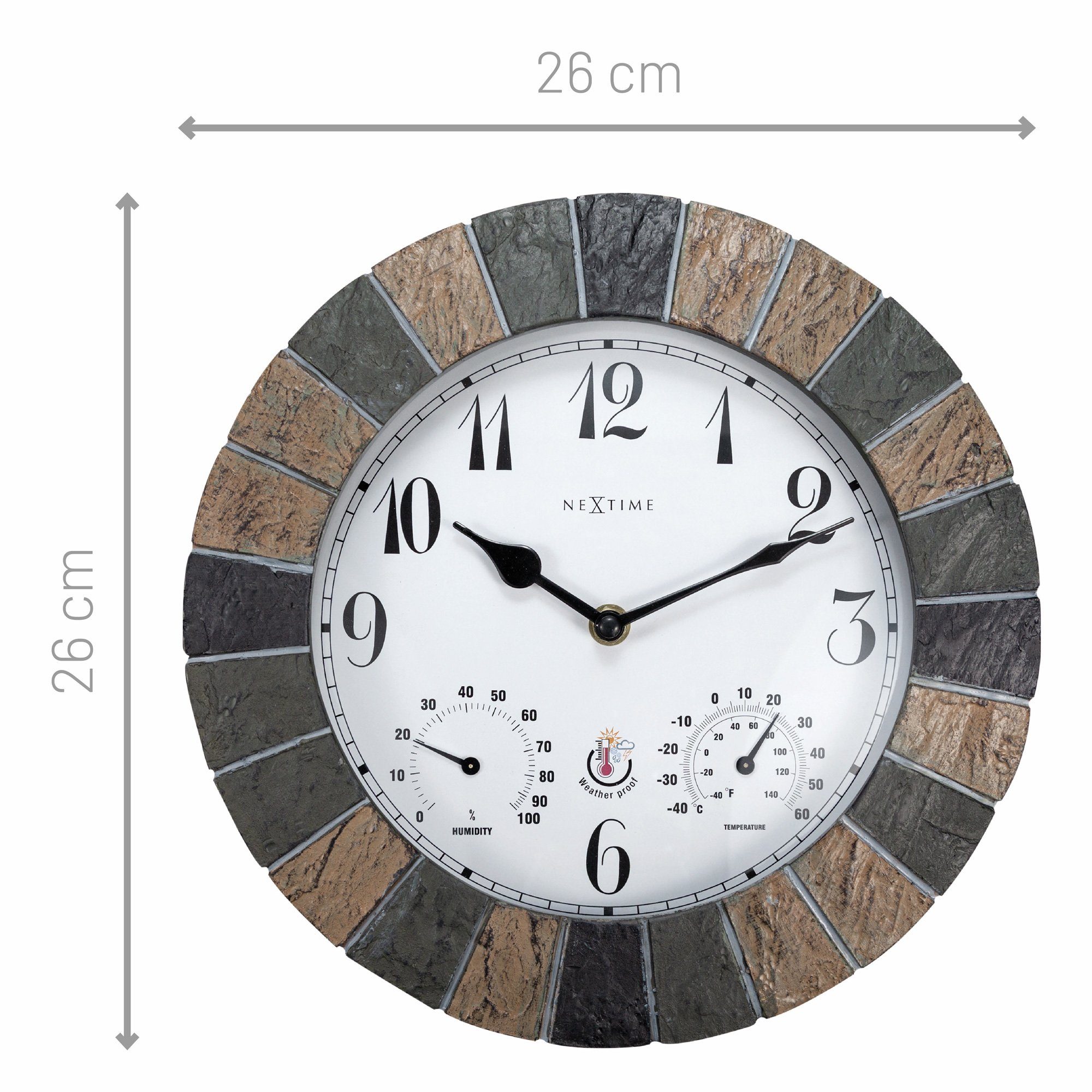 NEXTIME Wanduhr Uhr (Wetterfeste aus Stein) 4311