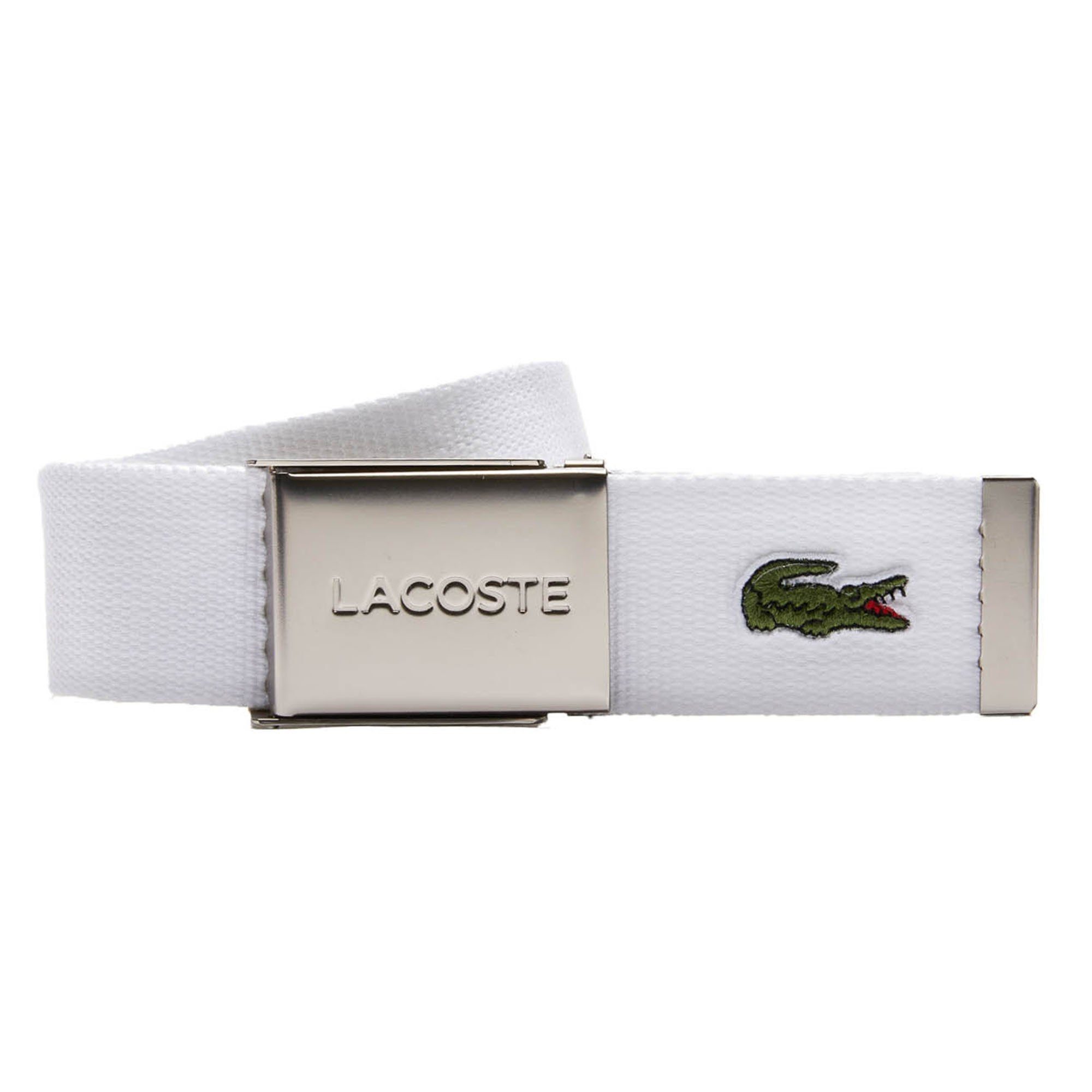 gravierter Etui, Lacoste Ledergürtel Gürtel Stoff schönes aus - weiß Herren