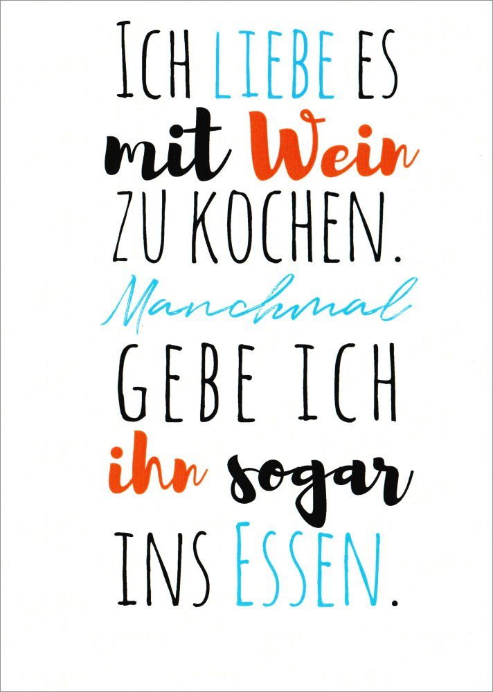 Postkarte "Ich liebe es mit Wein zu kochen."