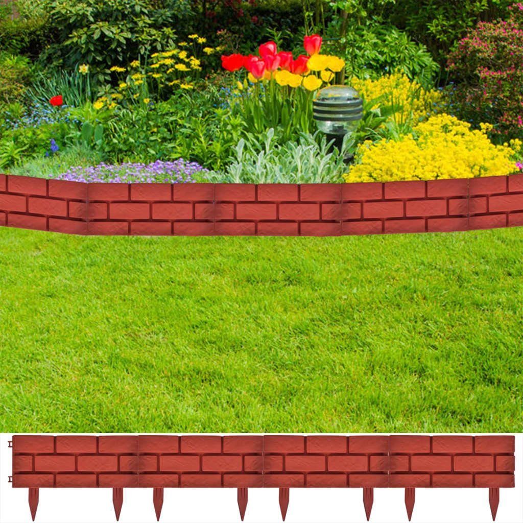 vidaXL Beetumrandung Rasenkanten 11 Stk. Backstein-Design