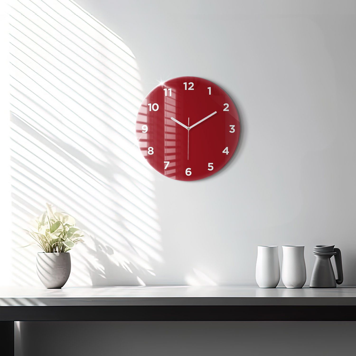 Tulup Wanduhr Wanduhr Glasrunde Uhr Moderne Glaswanduhr 30cm Uhr aus Gehärtetem Glas