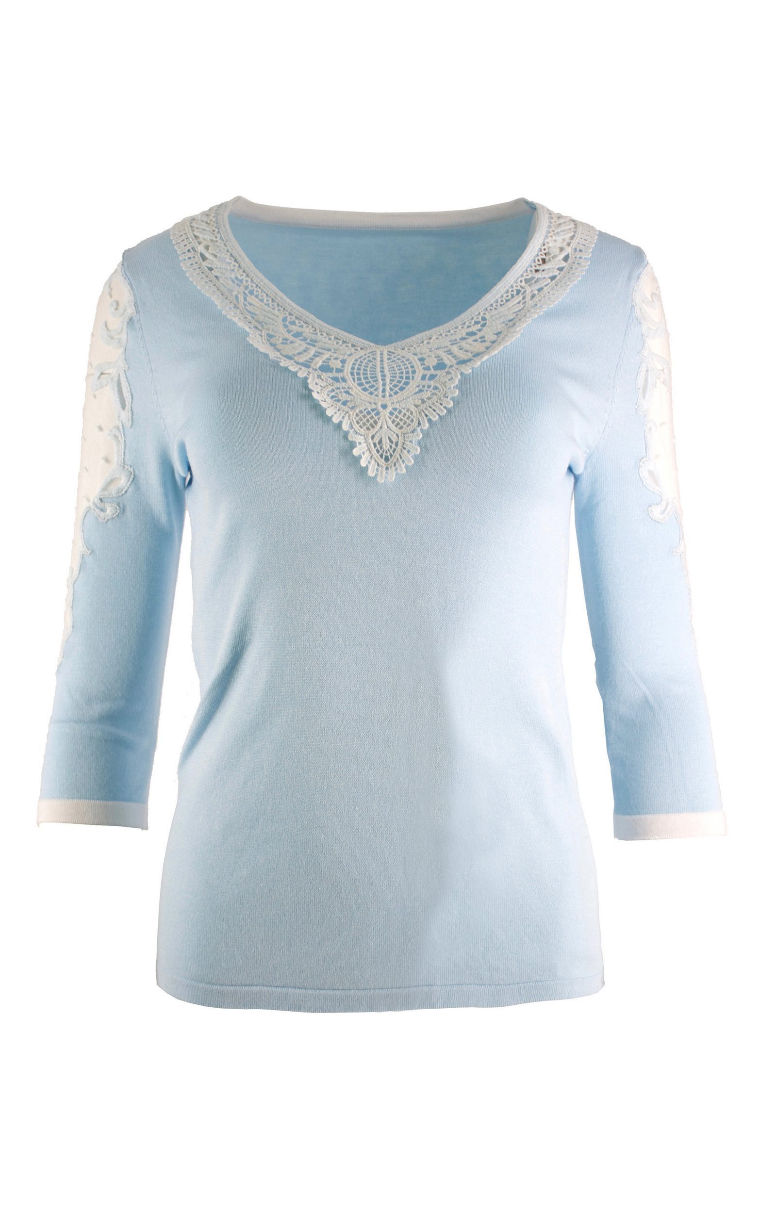 Passioni 3/4 Arm-Pullover mit Spitzendetails
