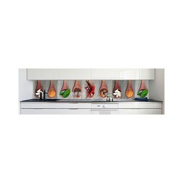 DRUCK-EXPERT Küchenrückwand Küchenrückwand Kräuter Löffel Hart-PVC 0,4 mm selbstklebend