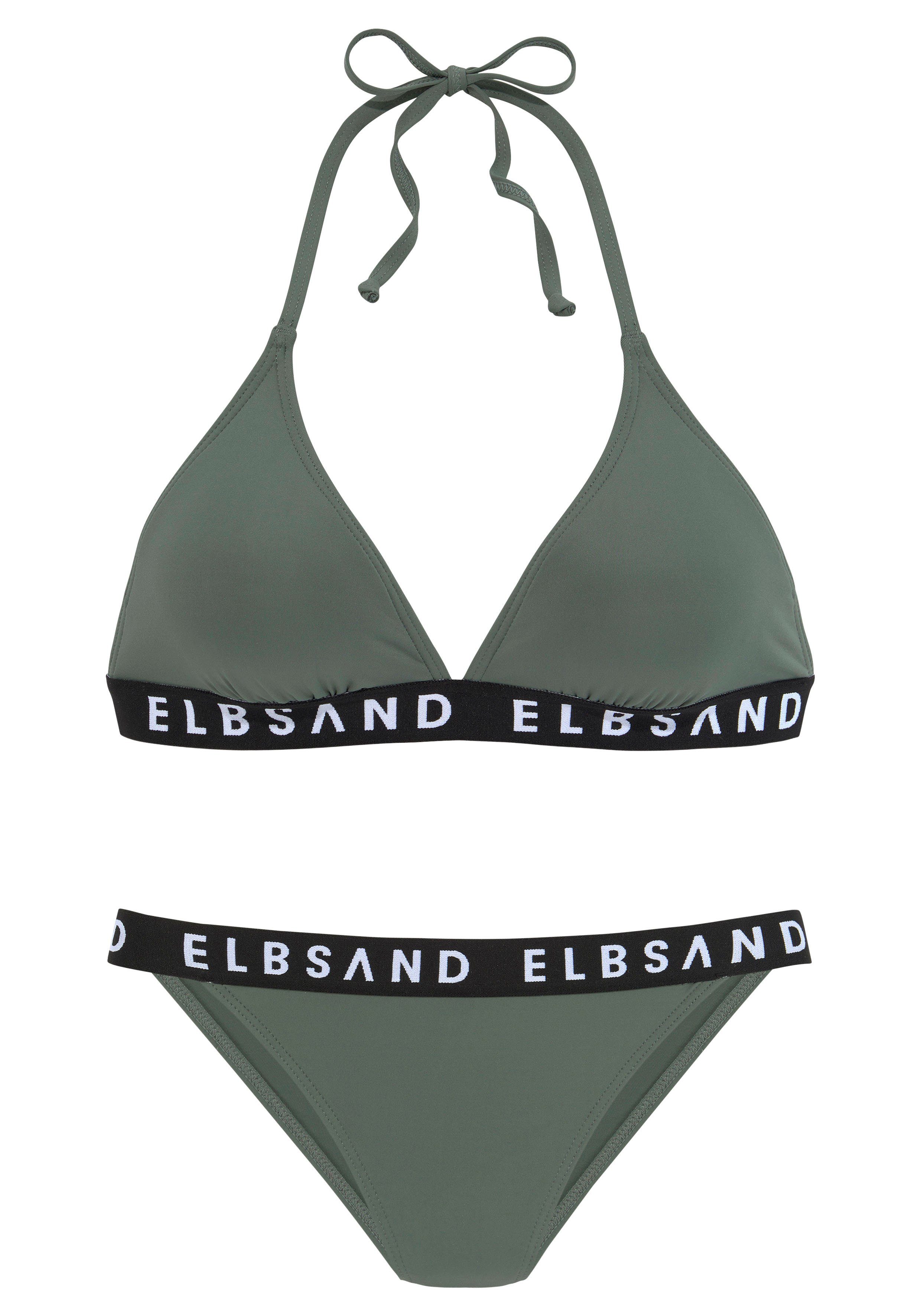 Elbsand Triangel-Bikini mit Markenschriftzügen in Kontrastfarbe günstig online kaufen