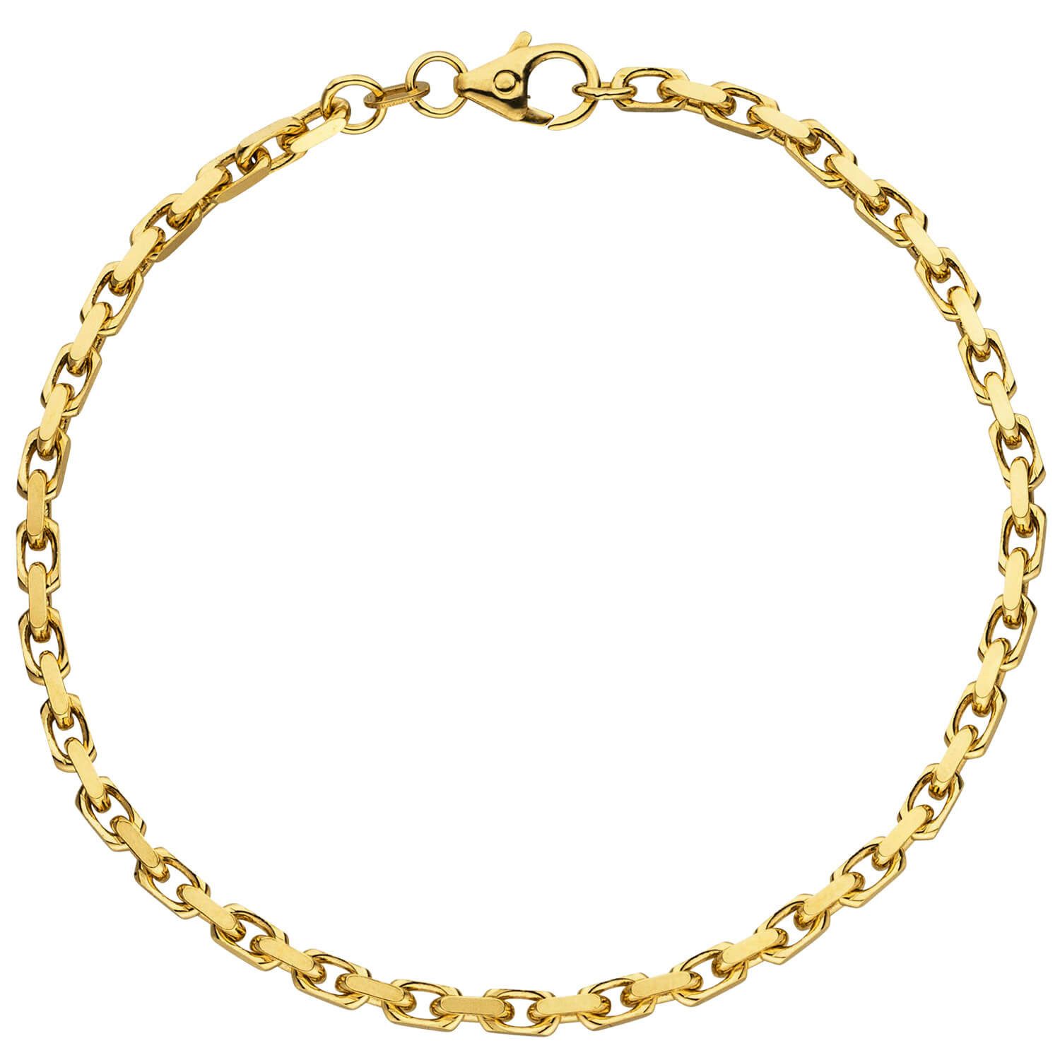 Schmuck Krone Goldarmband 3mm Ankerarmband aus 333 Gelbgold, 21cm, Gold 333