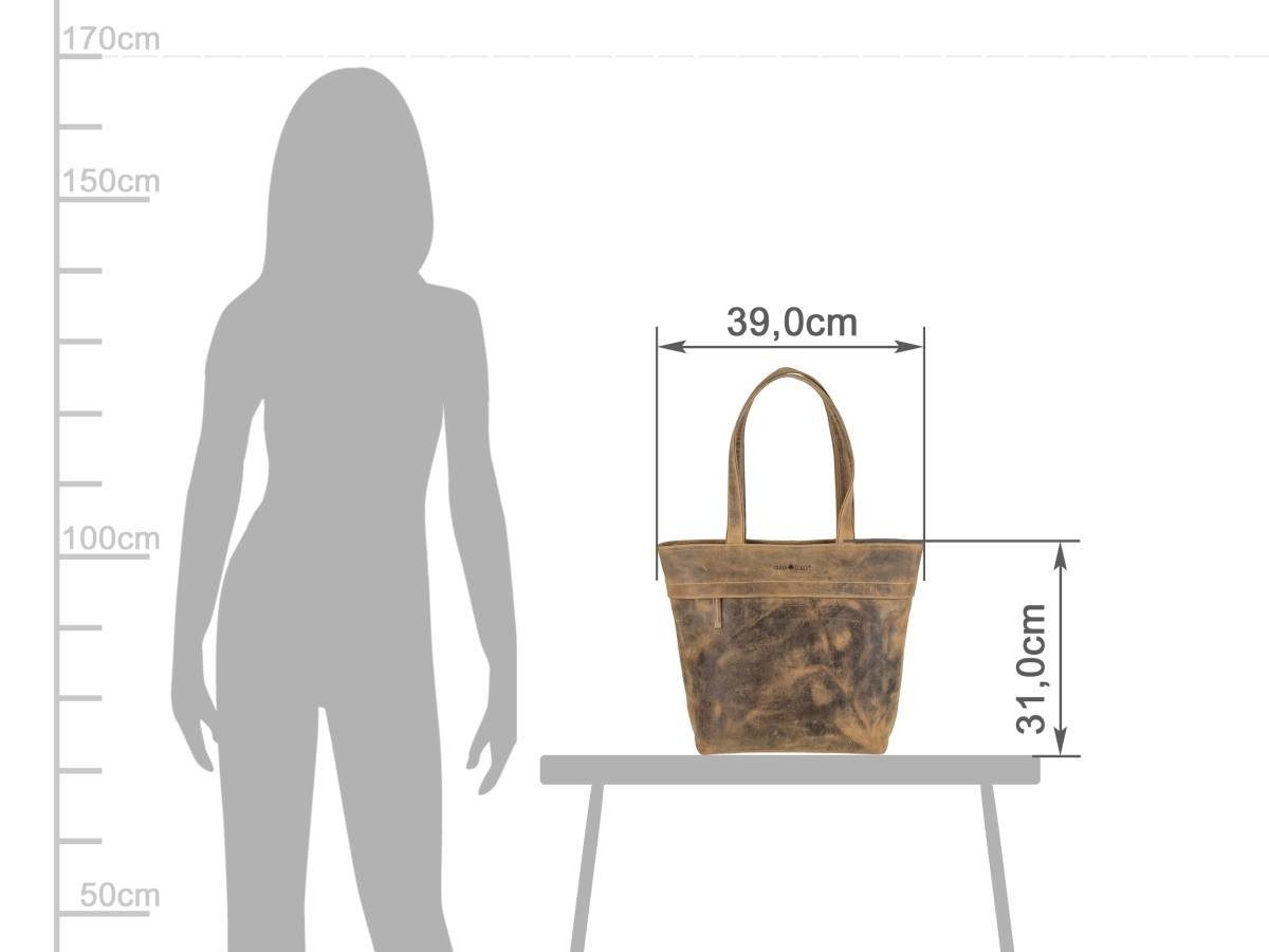 Greenburry Handtasche "Vintage" Leder, used Look, Schultertasche 39x31cm, Shopper, antikbraun
